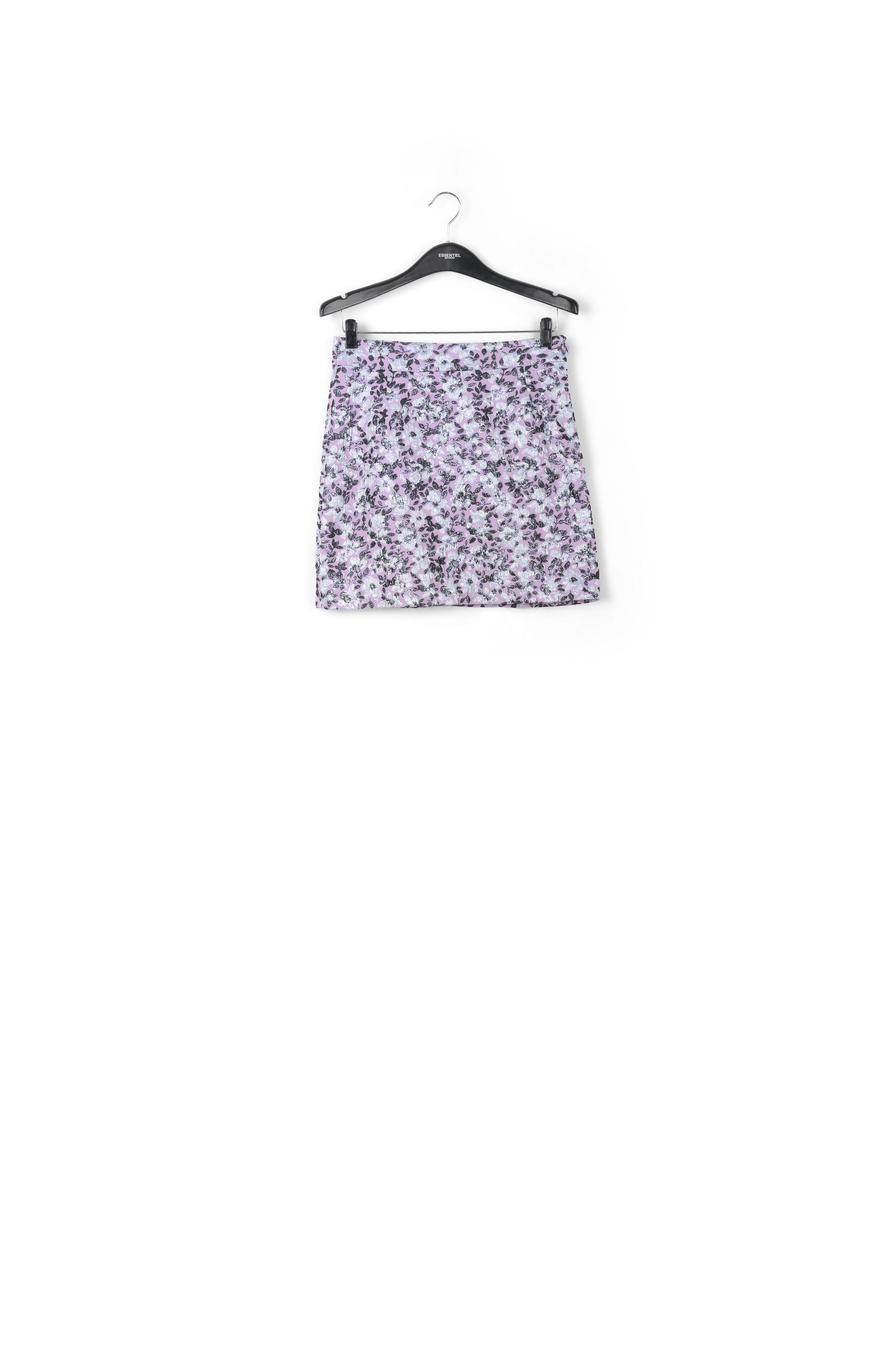 Lilac mini skirt with metallic floral motif RE—SSENTIEL | Essentiel second hand