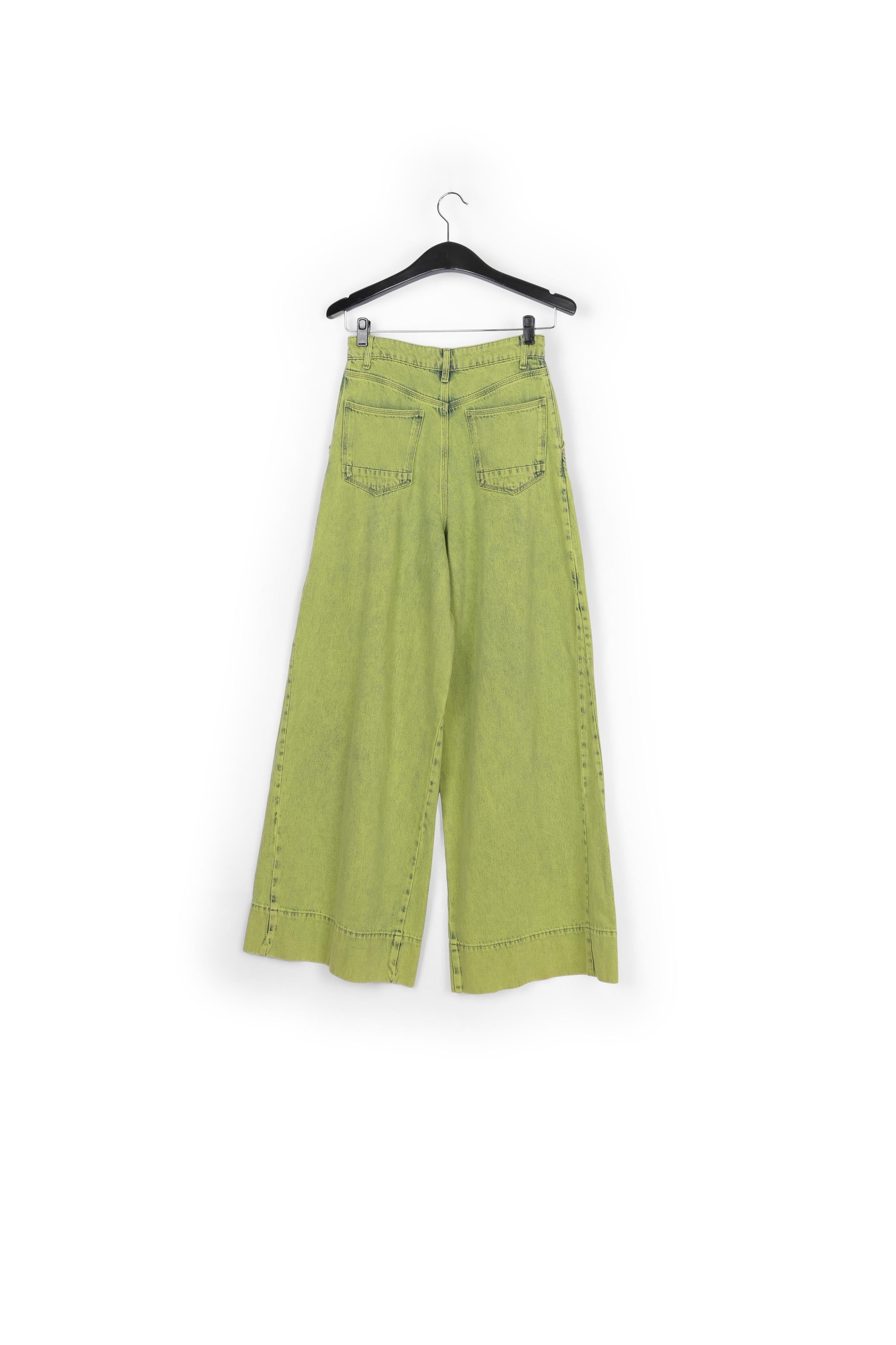 Lime green overdyed wide-leg jeans RE—SSENTIEL | Essentiel second hand