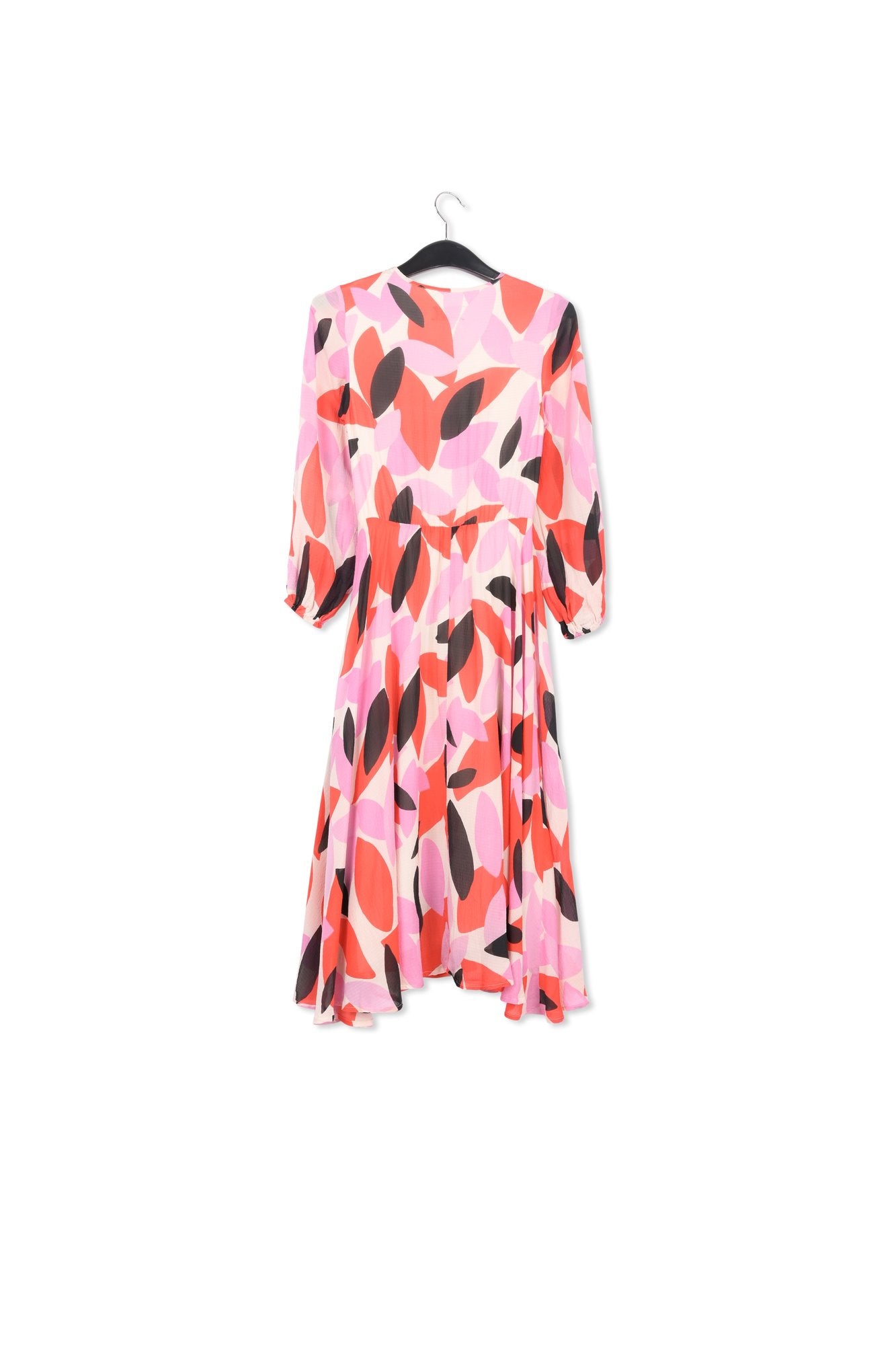 Off-white, red and pink abstract print midi-length dress RE—SSENTIEL | Essentiel second hand