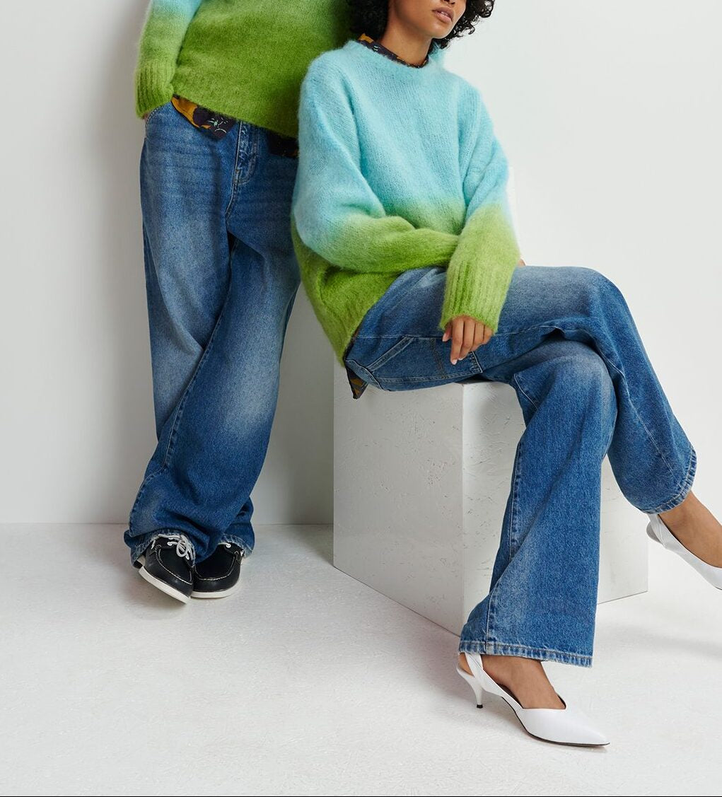 Light blue and green knit sweater with gradient effect RE—SSENTIEL | Essentiel second hand