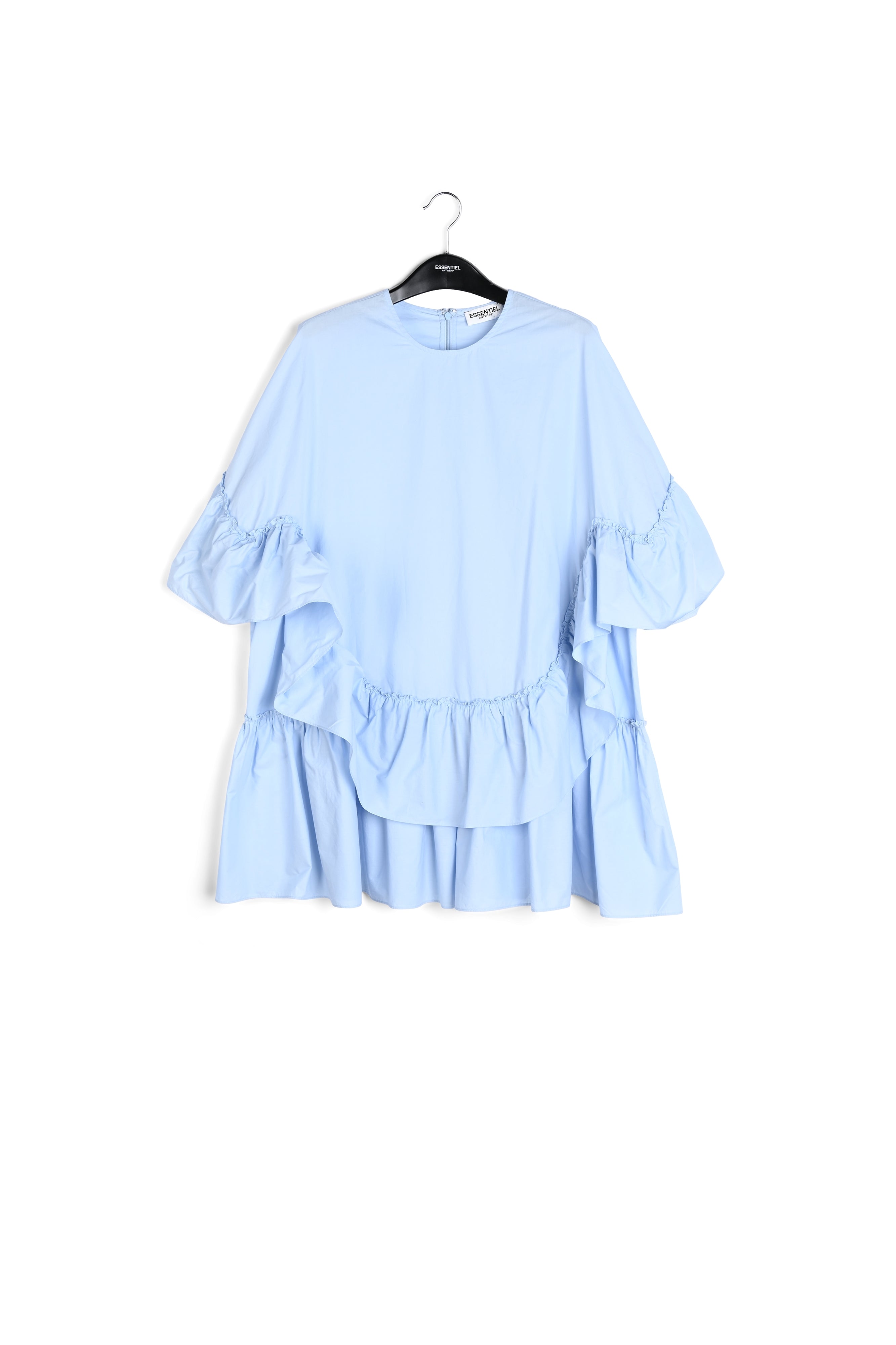 Lichtblauwe katoenen jurk met volants RE—SSENTIEL | Essentiel second hand