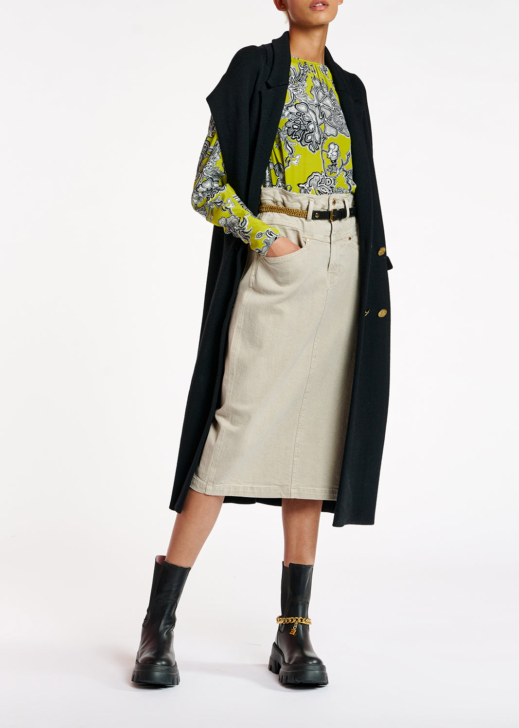 Lime green floral-print top RE—SSENTIEL | Essentiel second hand