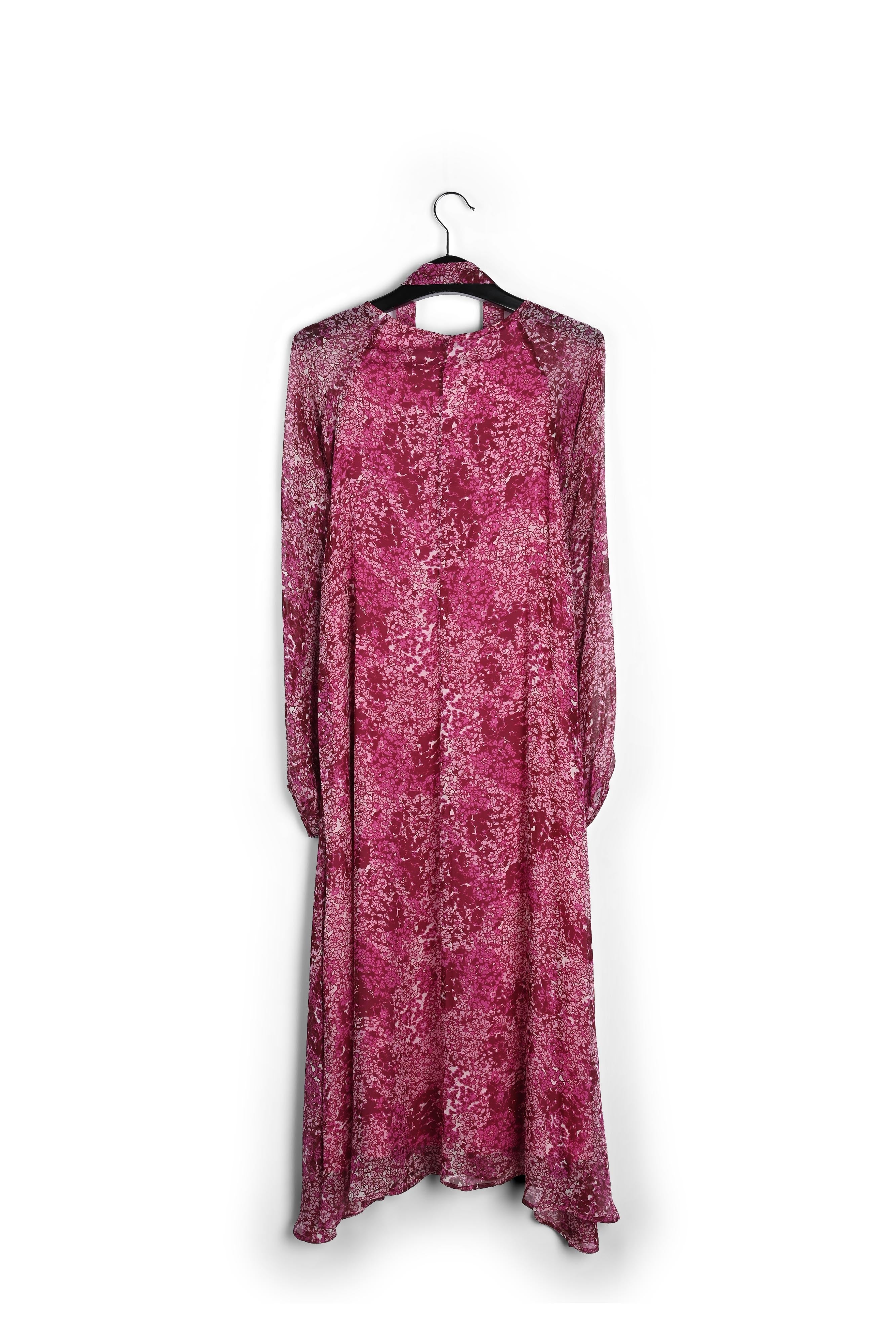 Roze zijden jurk met a-lijn en bloemen RE—SSENTIEL | Essentiel second hand