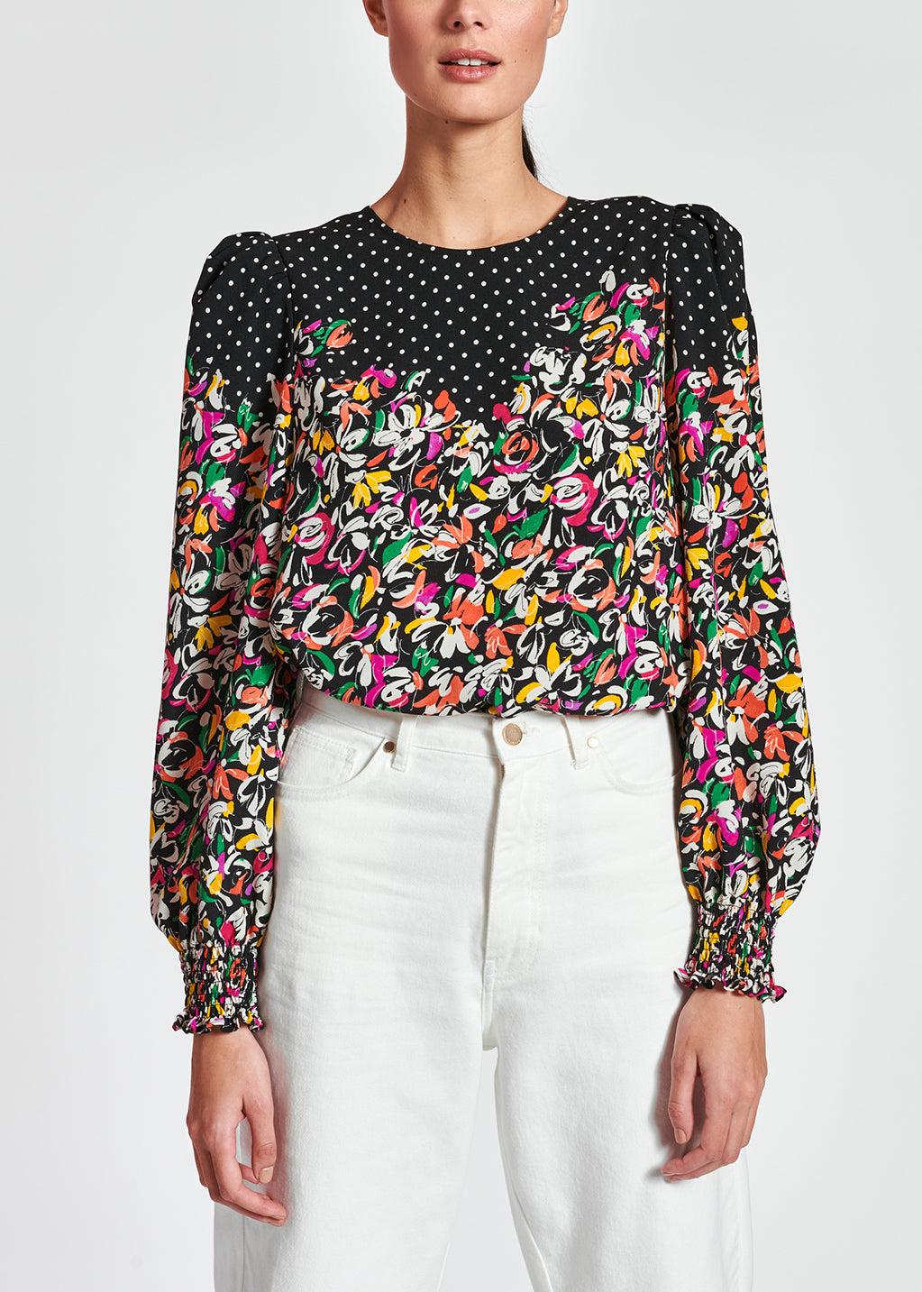 Colorful floral and polka-dot mixed-print top RE—SSENTIEL | Essentiel second hand