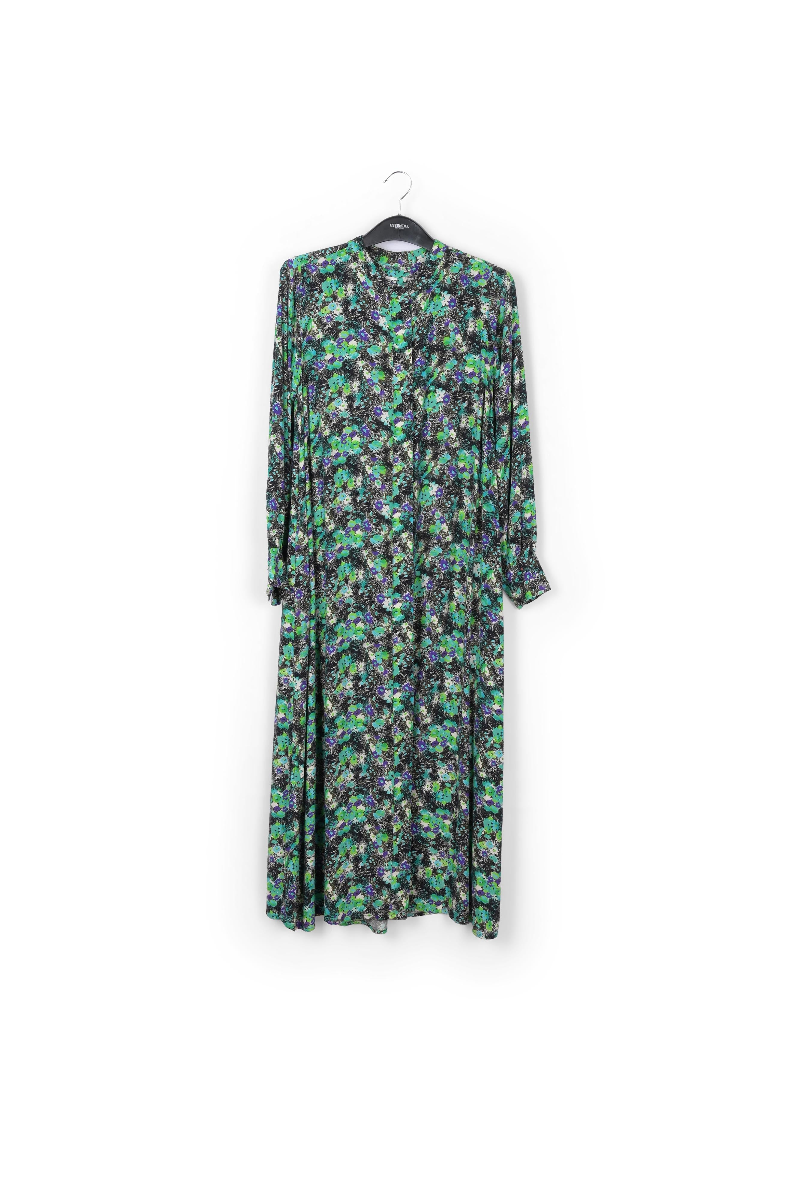 Robe chemise verte fleurie à ligne a RE—SSENTIEL | Essentiel second hand