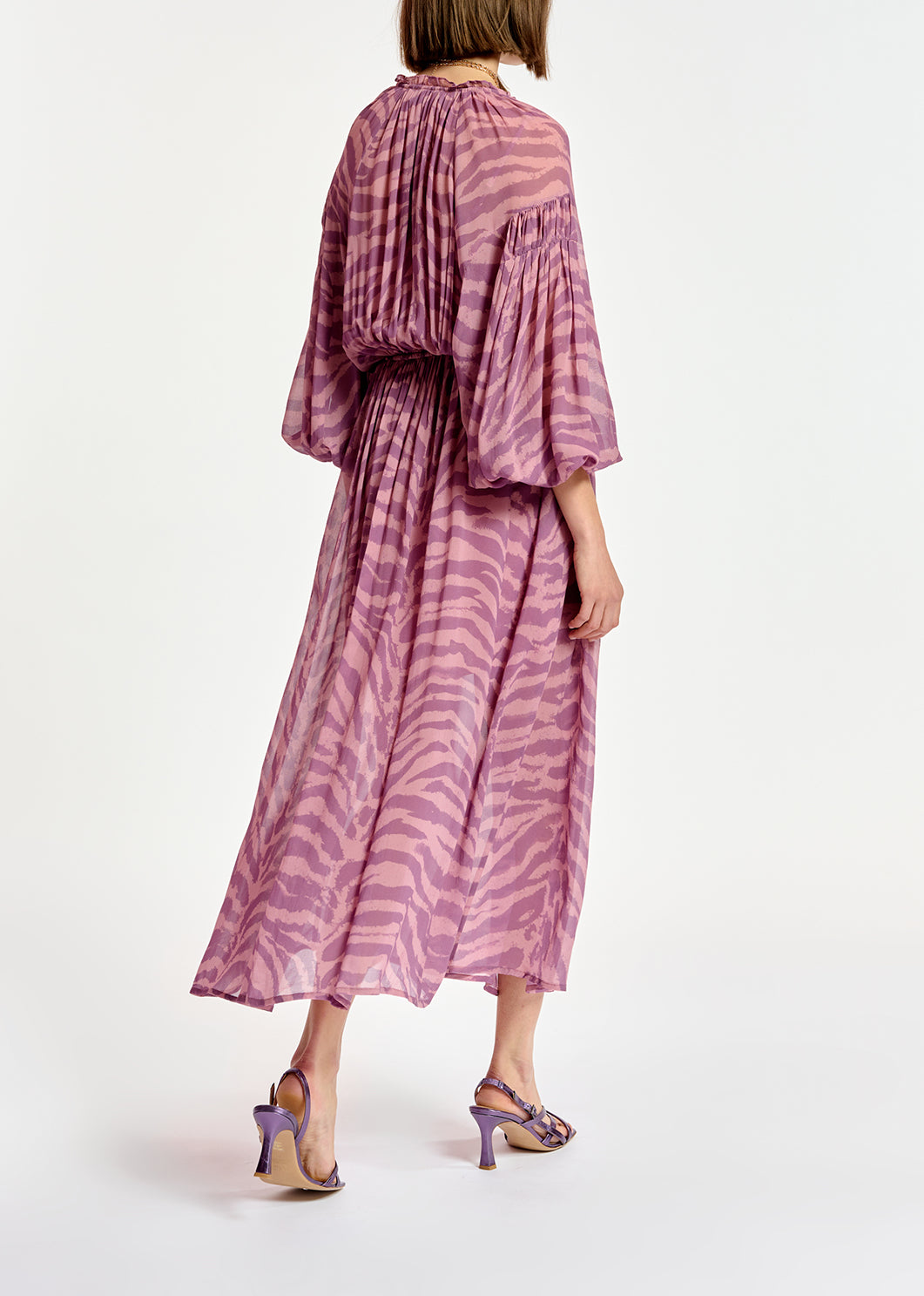 Maxi robe à  imprimé zèbre lilas RE—SSENTIEL | Essentiel second hand