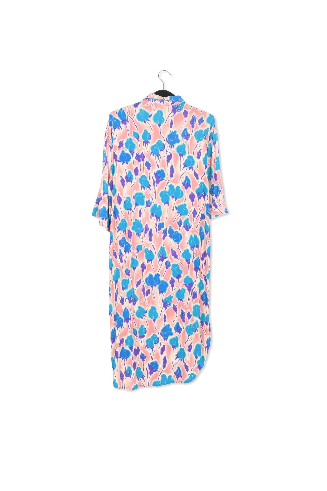 Light pink, blue and purple floral print midi-length dress RE—SSENTIEL | Essentiel second hand