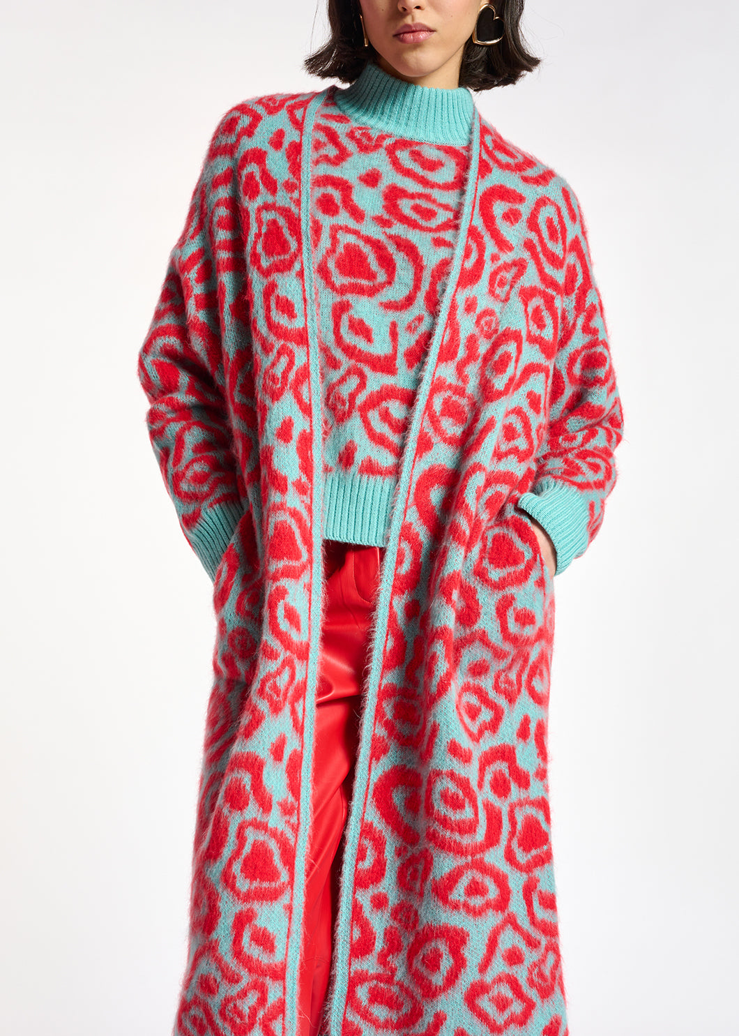 Blue and red leopard-print cardigan RE—SSENTIEL | Essentiel second hand