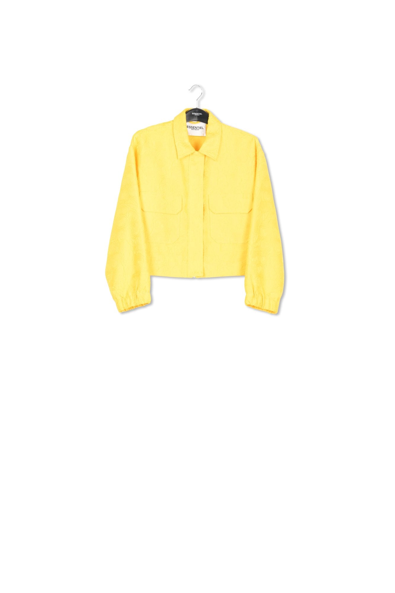 Courte veste en jacquard fleuri jaune RE—SSENTIEL | Essentiel second hand