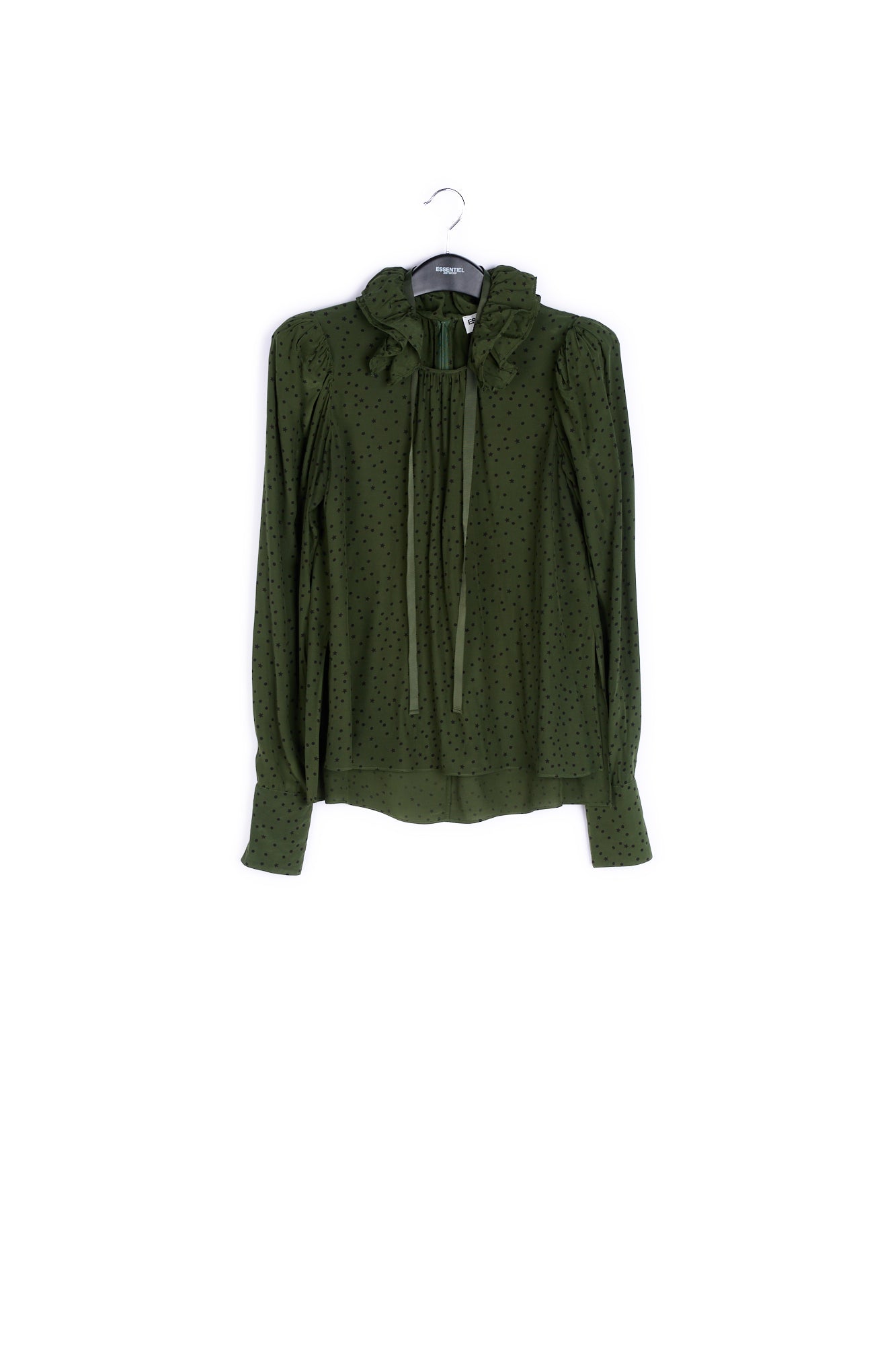 Khaki green polkadot blouse RE—SSENTIEL | Essentiel second hand