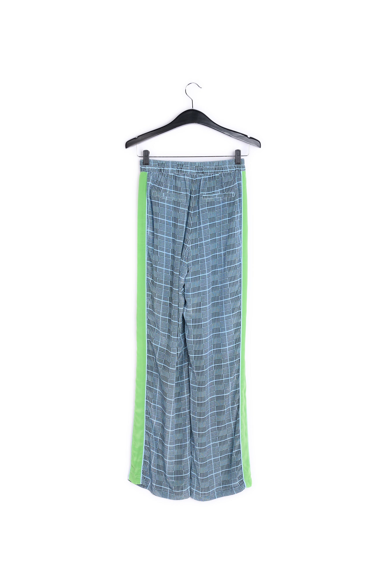 Large check silk print trousers with contrasting stripe RE—SSENTIEL | Essentiel second hand