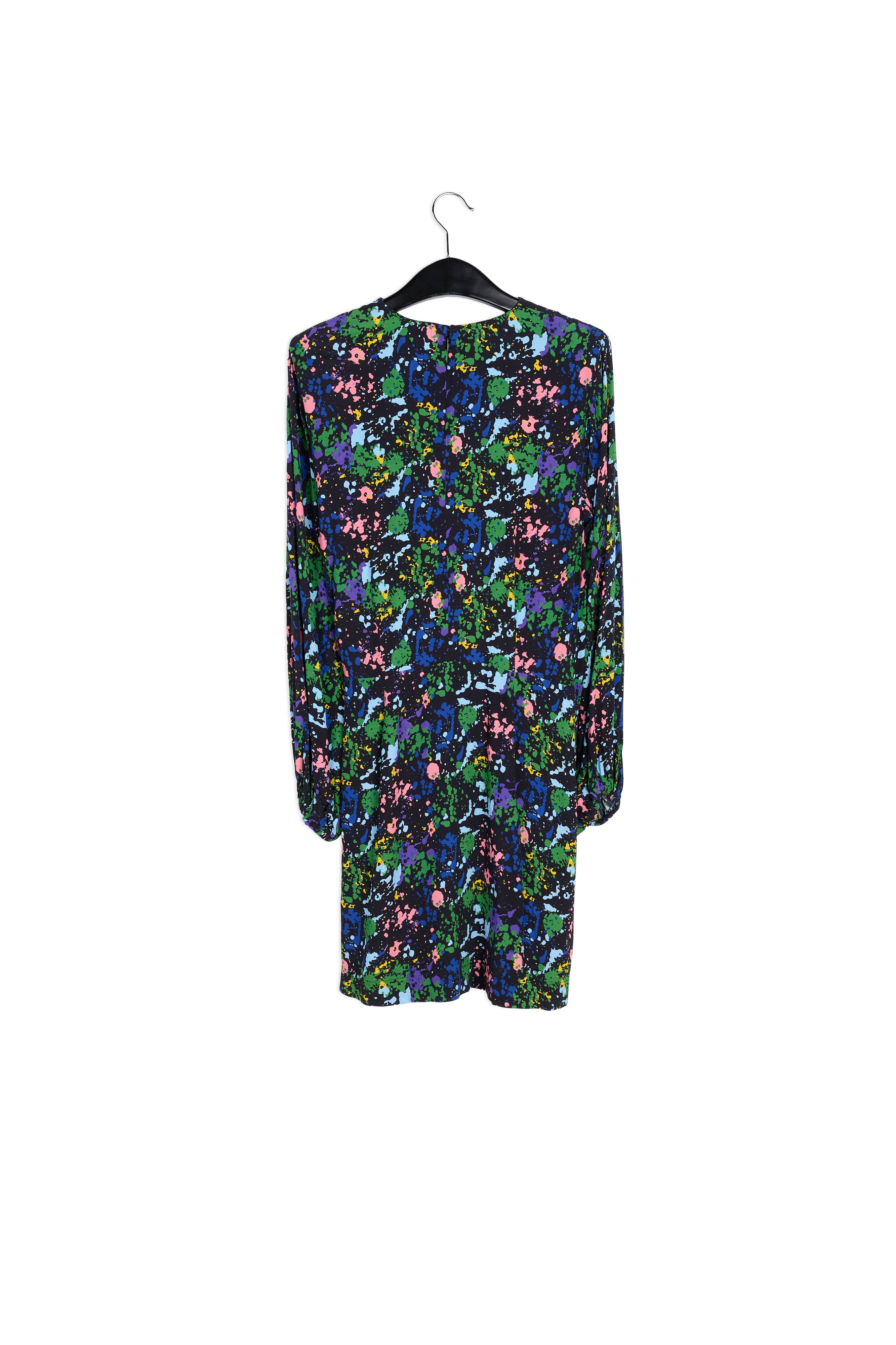 Black and blue floral print mini dress RE—SSENTIEL | Essentiel second hand
