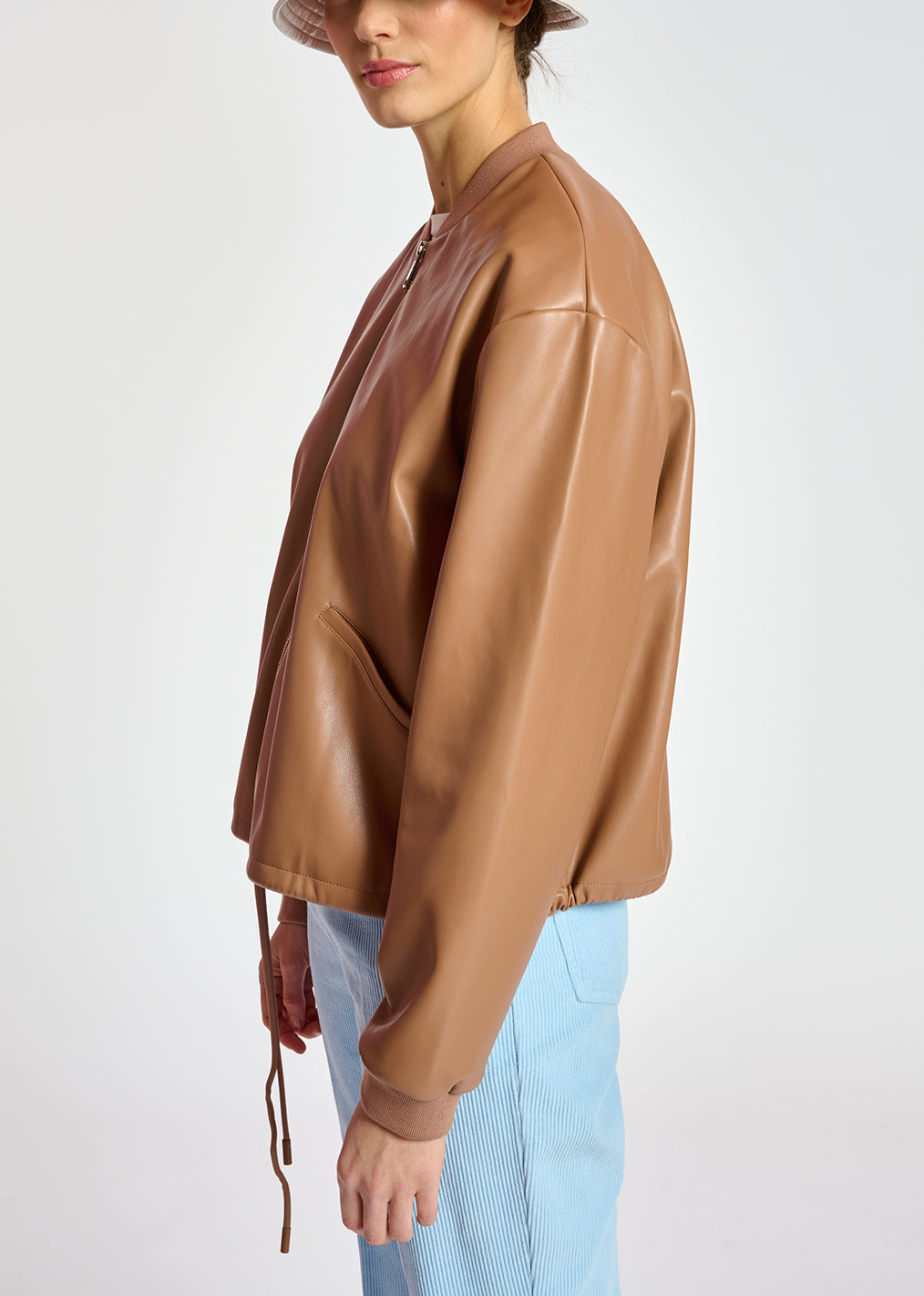Brown faux leather bomber jacket RE—SSENTIEL | Essentiel second hand