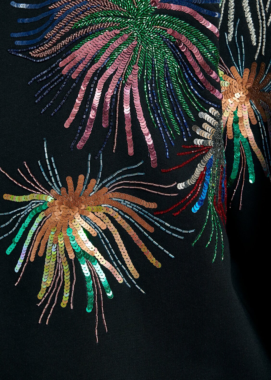 Sweatshirt en coton bio noir à perles et paillettes RE—SSENTIEL | Essentiel second hand