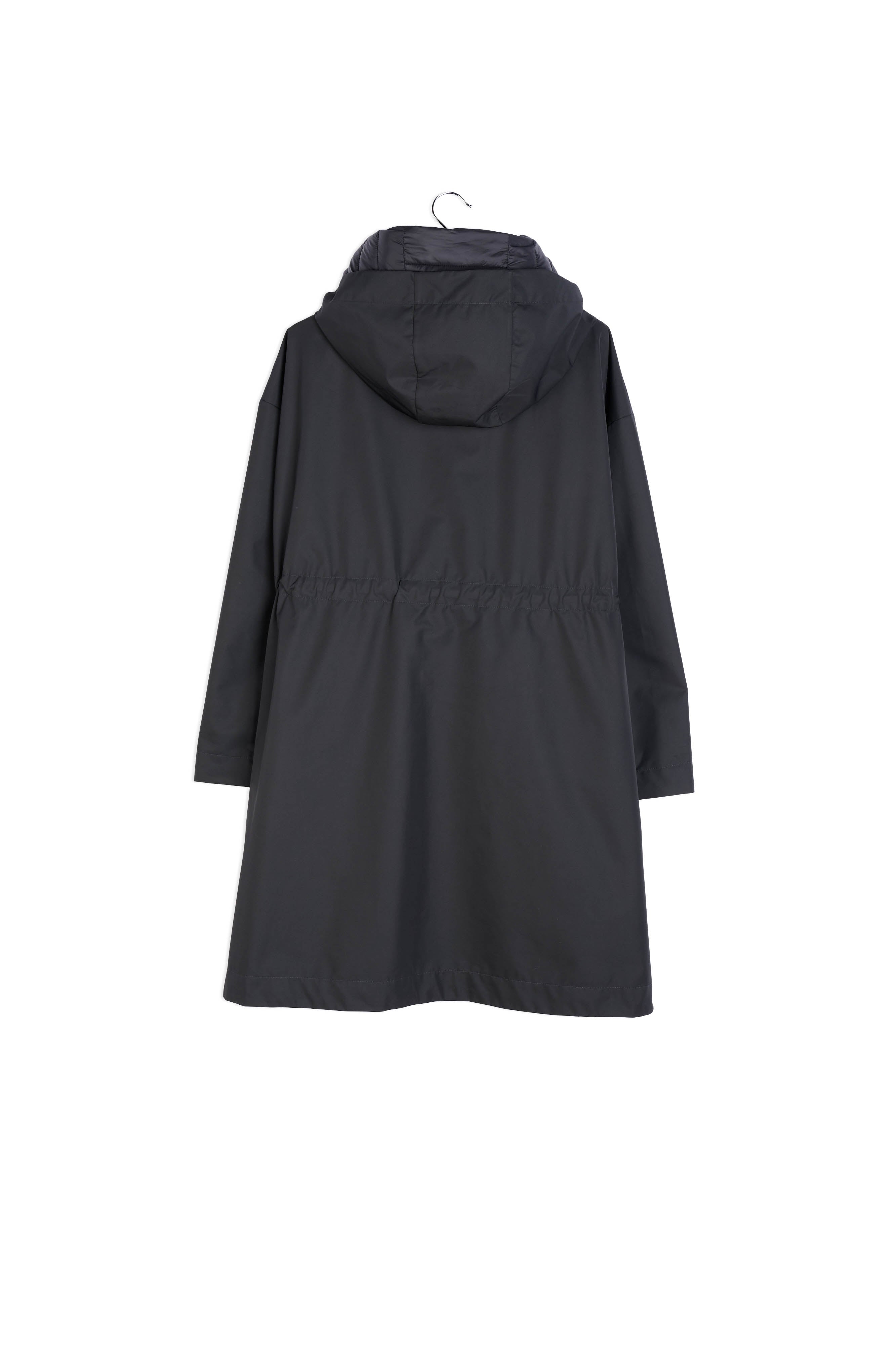 Black oversized hooded raincoat RE—SSENTIEL | Essentiel second hand