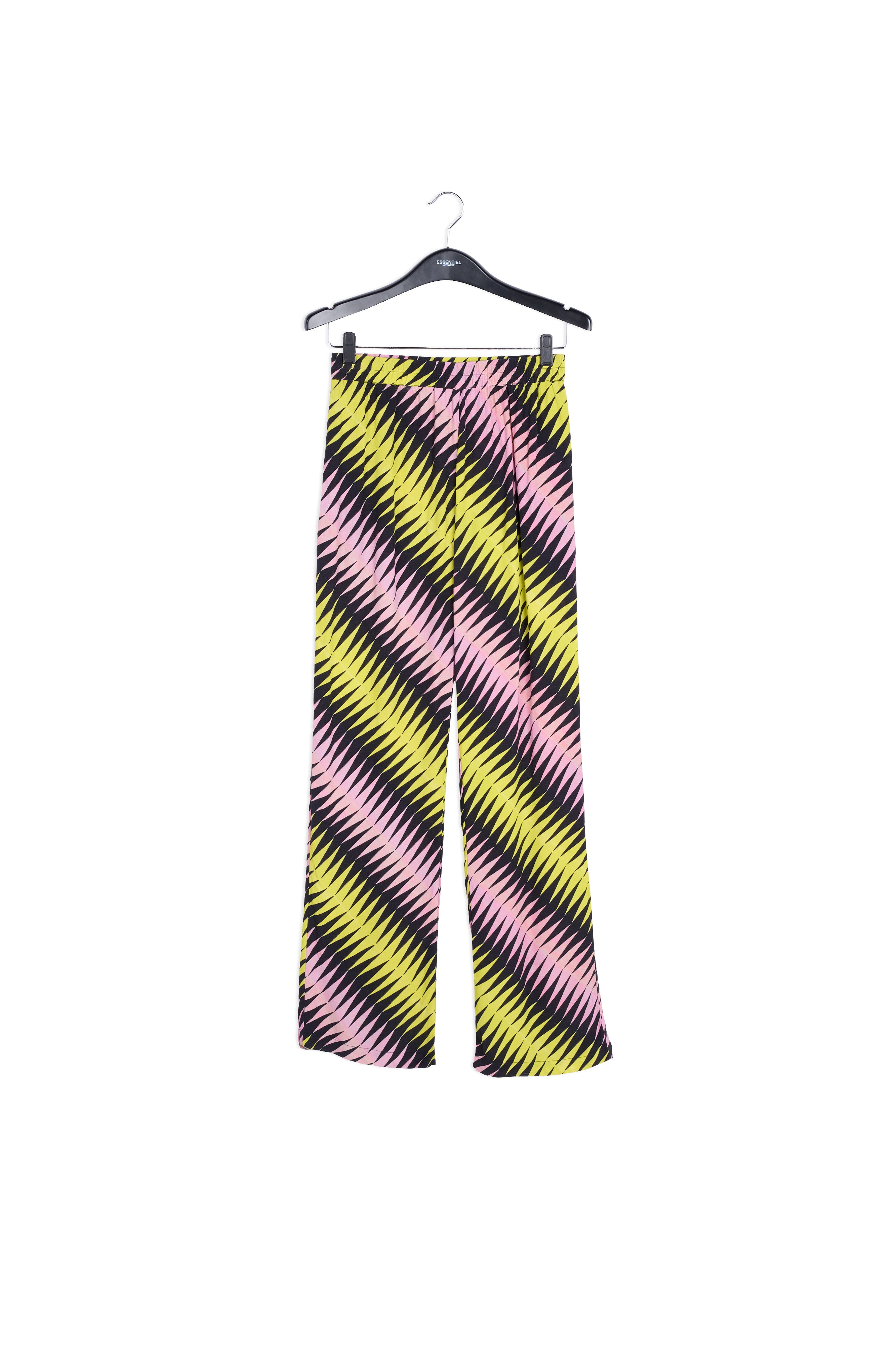 Pink, black and yellow graphic print wide-leg pants RE—SSENTIEL | Essentiel second hand
