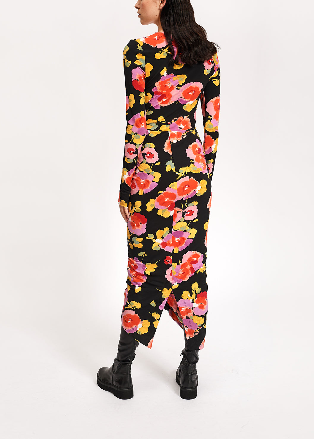 Zwarte midi-jurk met scriptprint RE—SSENTIEL | Essentiel second hand