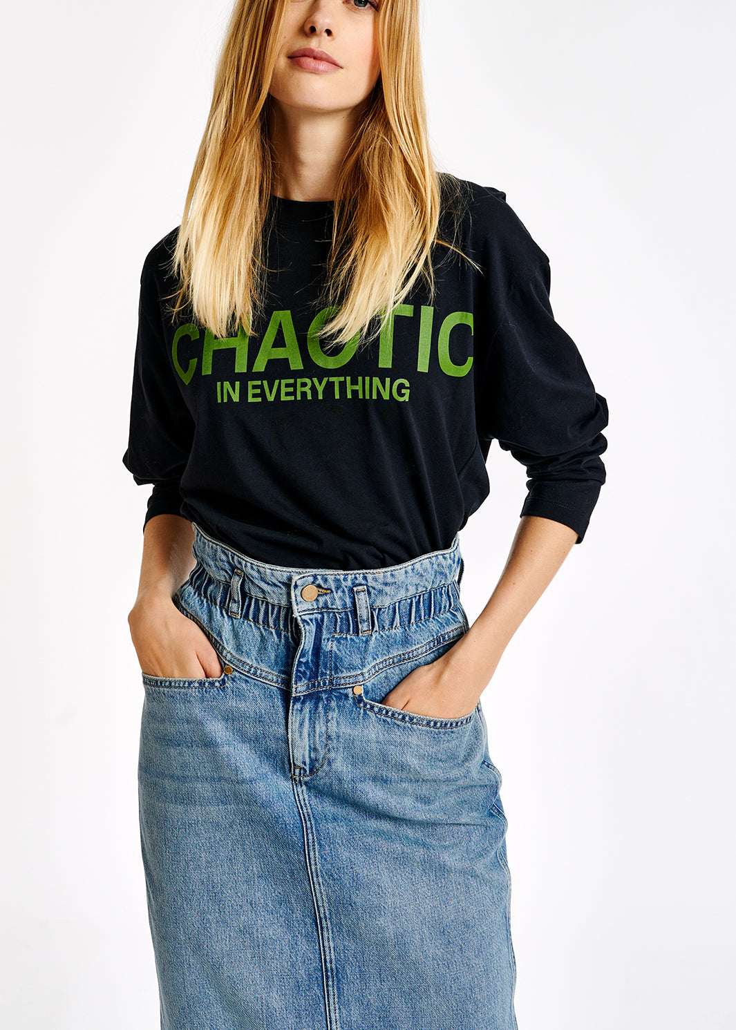 Navy blue organic cotton T-shirt with print RE—SSENTIEL | Essentiel second hand