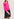 Pull maille côtelée rose aux manchettes rayées fluo Faume - seconde main