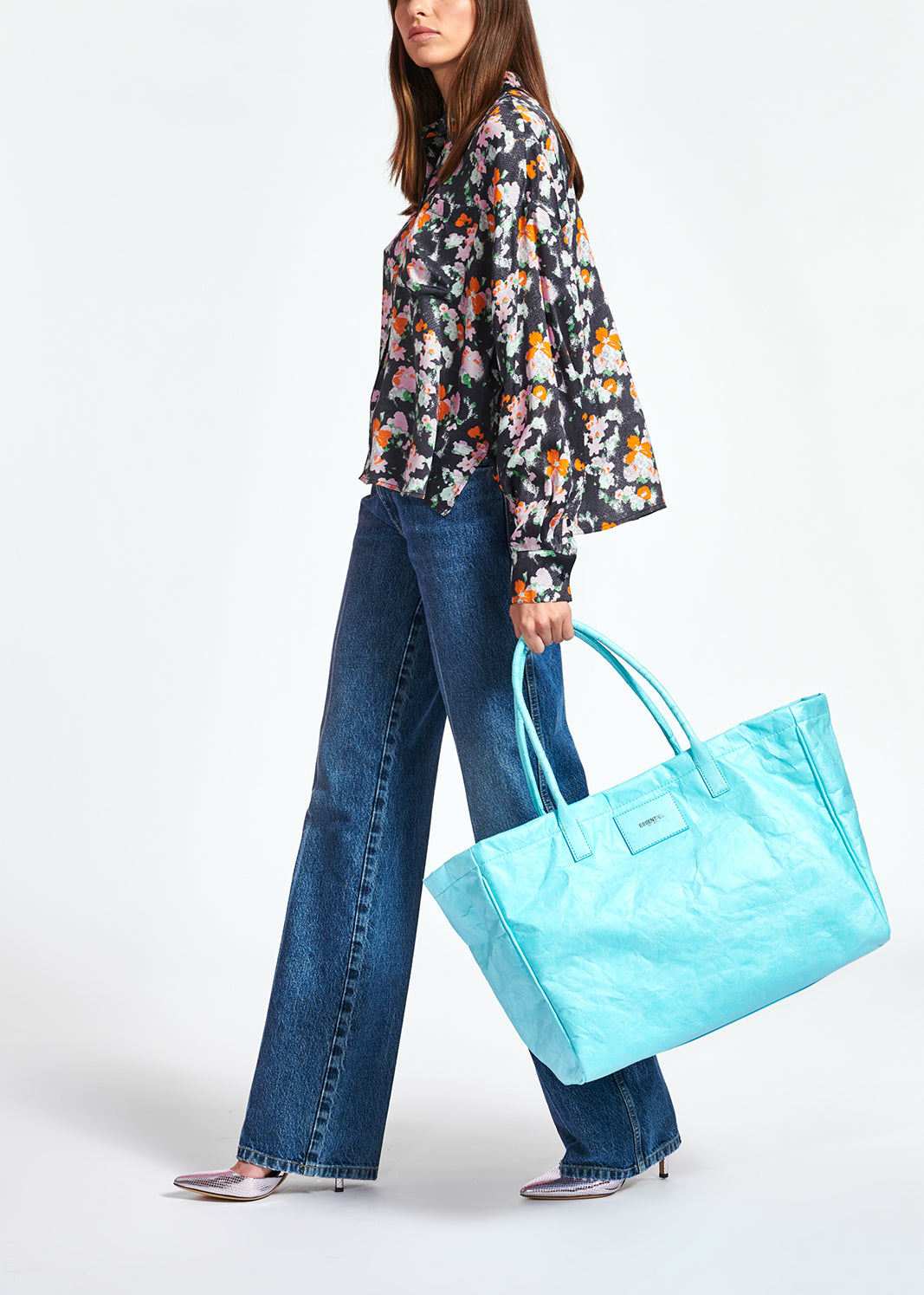 Chemise bleu foncé à fleurs RE—SSENTIEL | Essentiel second hand