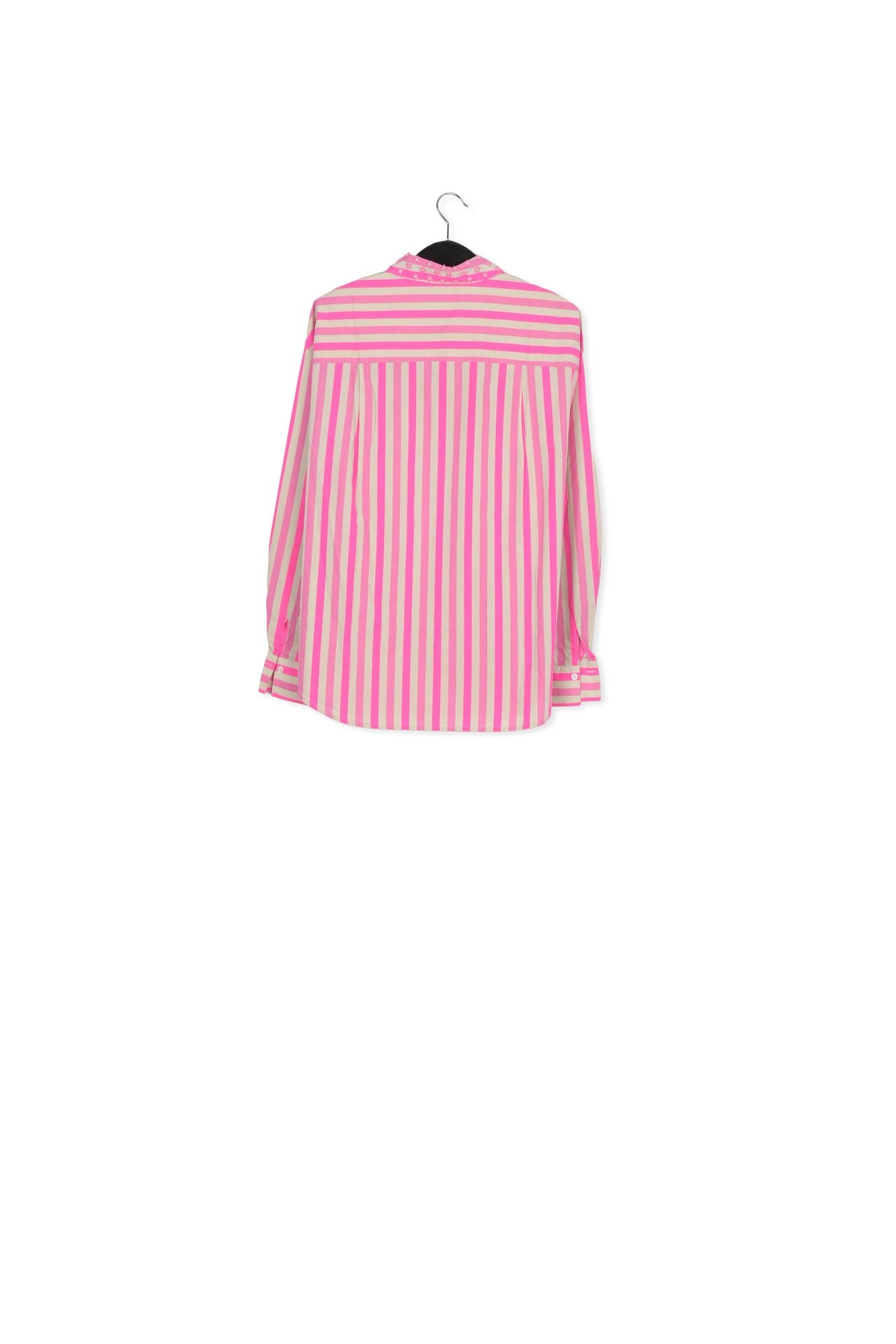 Fuchsia, pink and ecru striped cotton shirt RE—SSENTIEL | Essentiel second hand