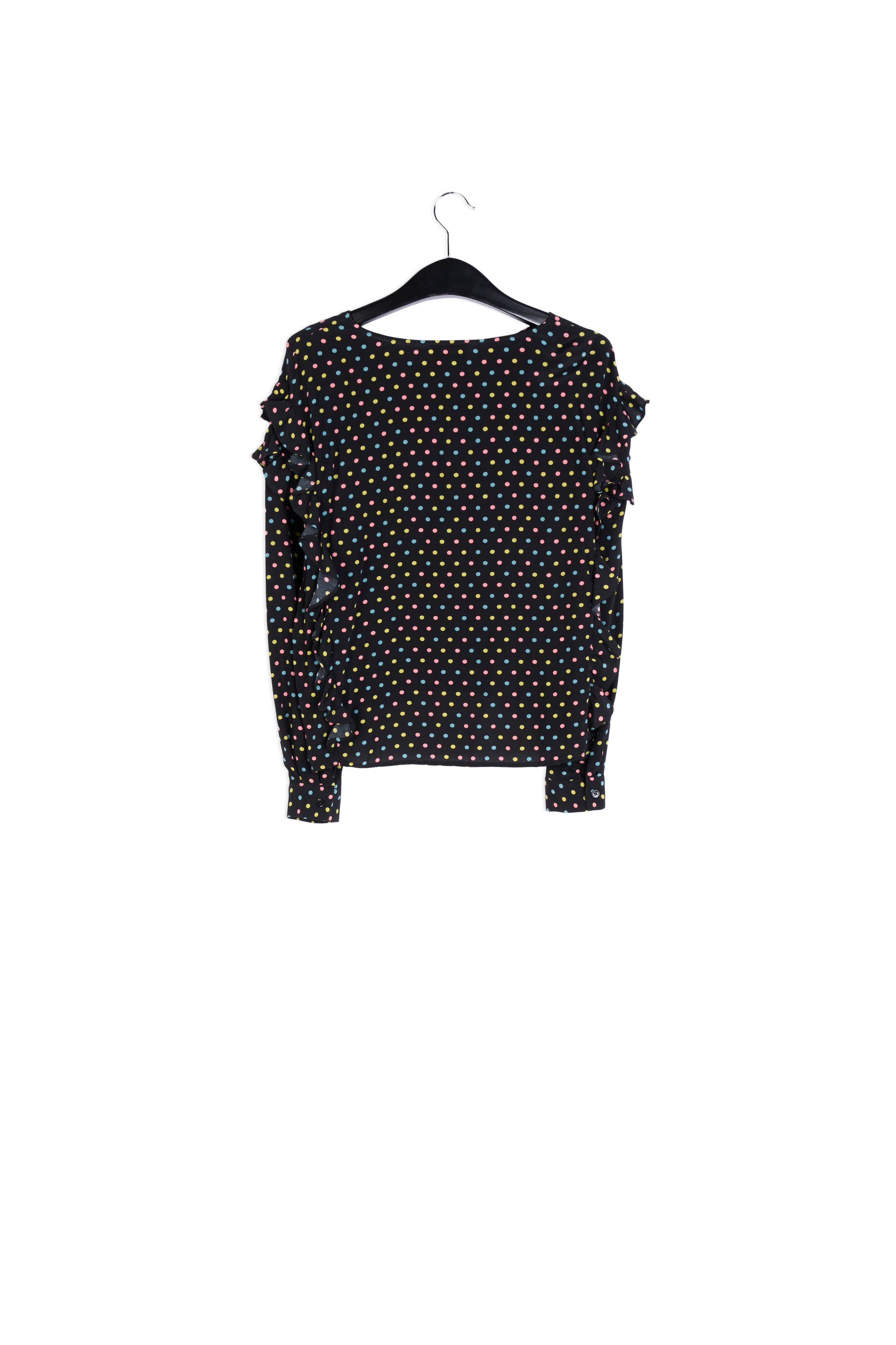 Black polka-dot top with ruffles RE—SSENTIEL | Essentiel second hand