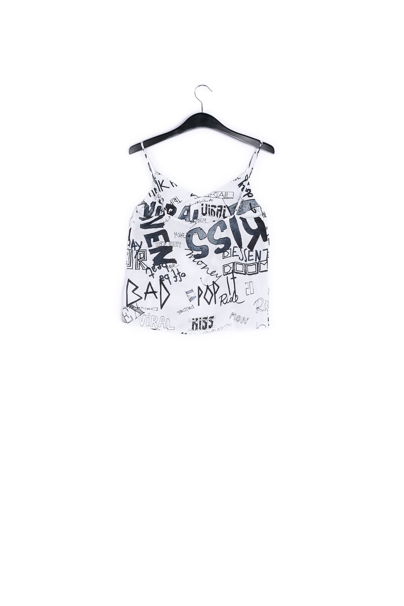Off-white and black graffiti-print camisole RE—SSENTIEL | Essentiel second hand
