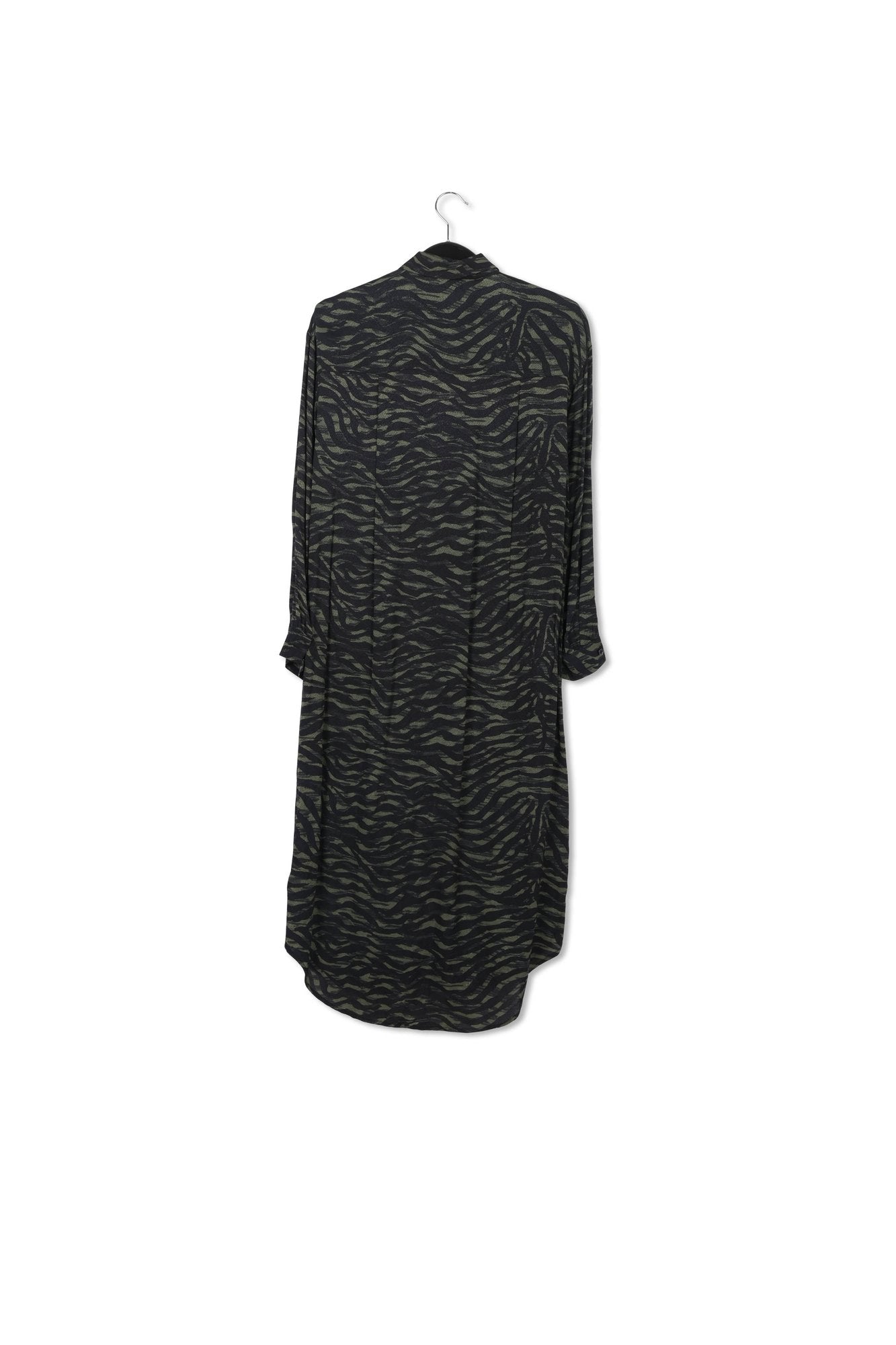 Green and black zebra print midi shirt dress RE—SSENTIEL | Essentiel second hand