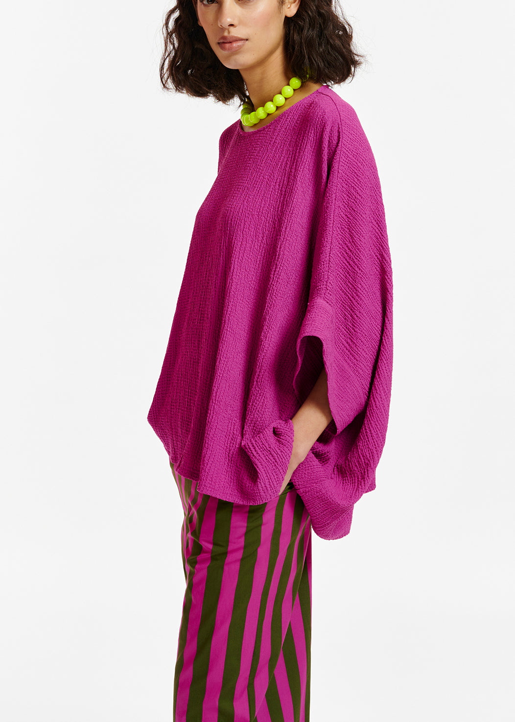 Purple oversized seersucker top RE—SSENTIEL | Essentiel second hand