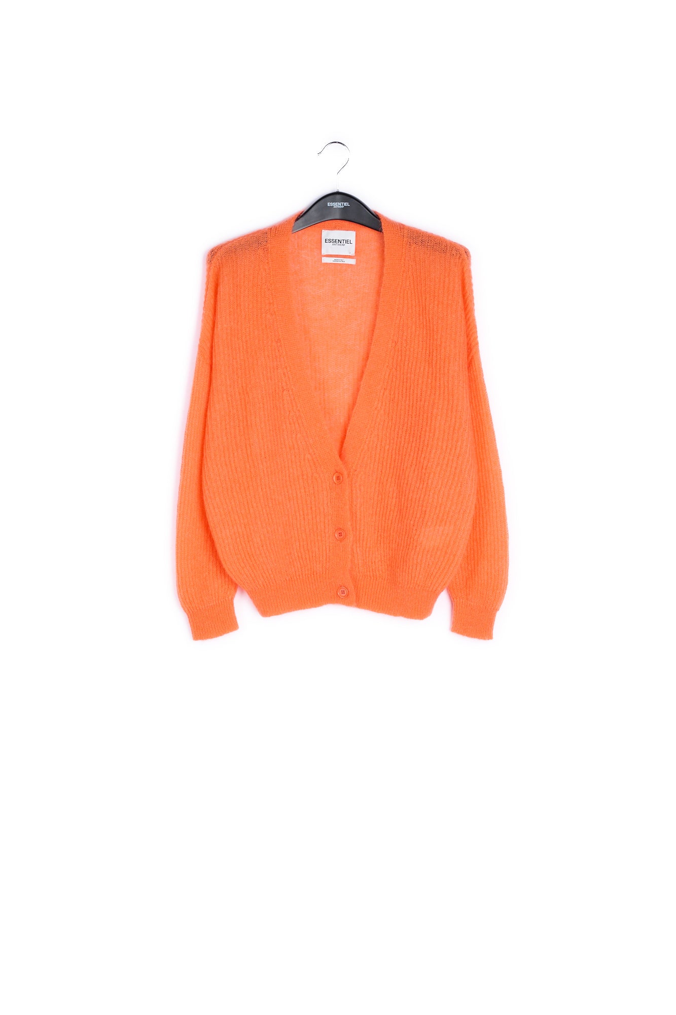 Orange ribbed knit cardigan with mohair RE—SSENTIEL | Essentiel second hand