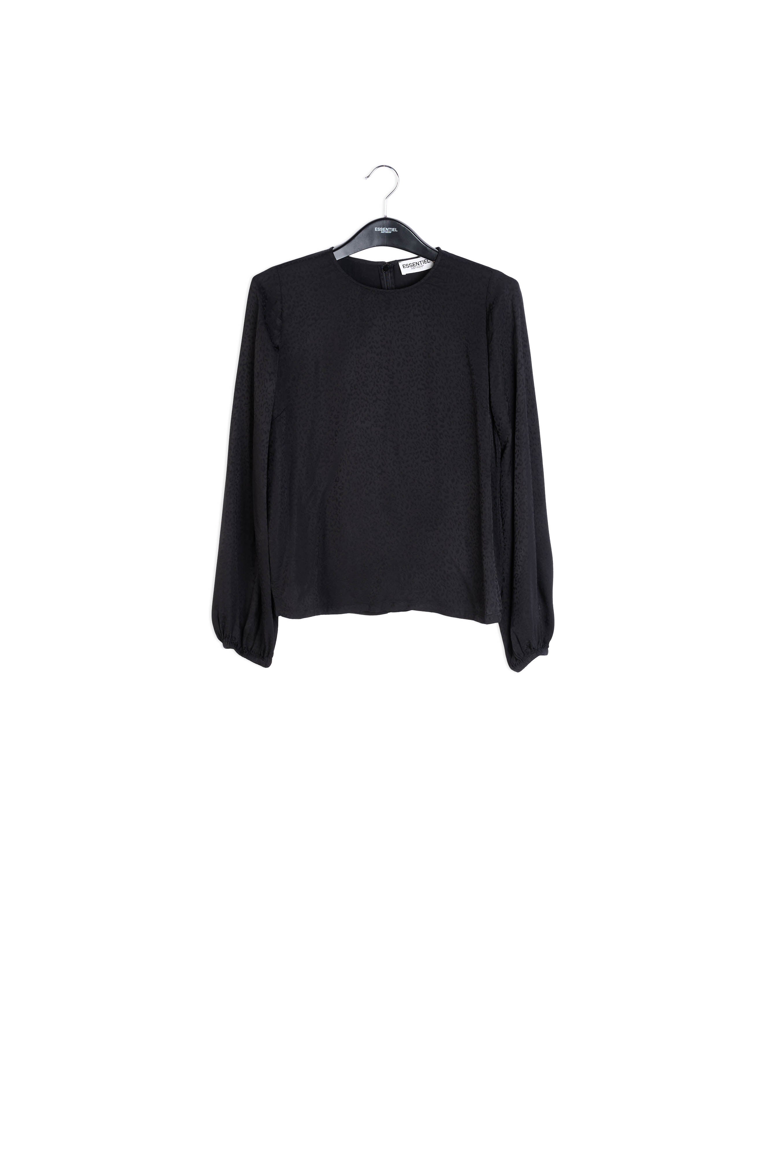 Zwarte blouse met panterprint RE—SSENTIEL | Essentiel second hand