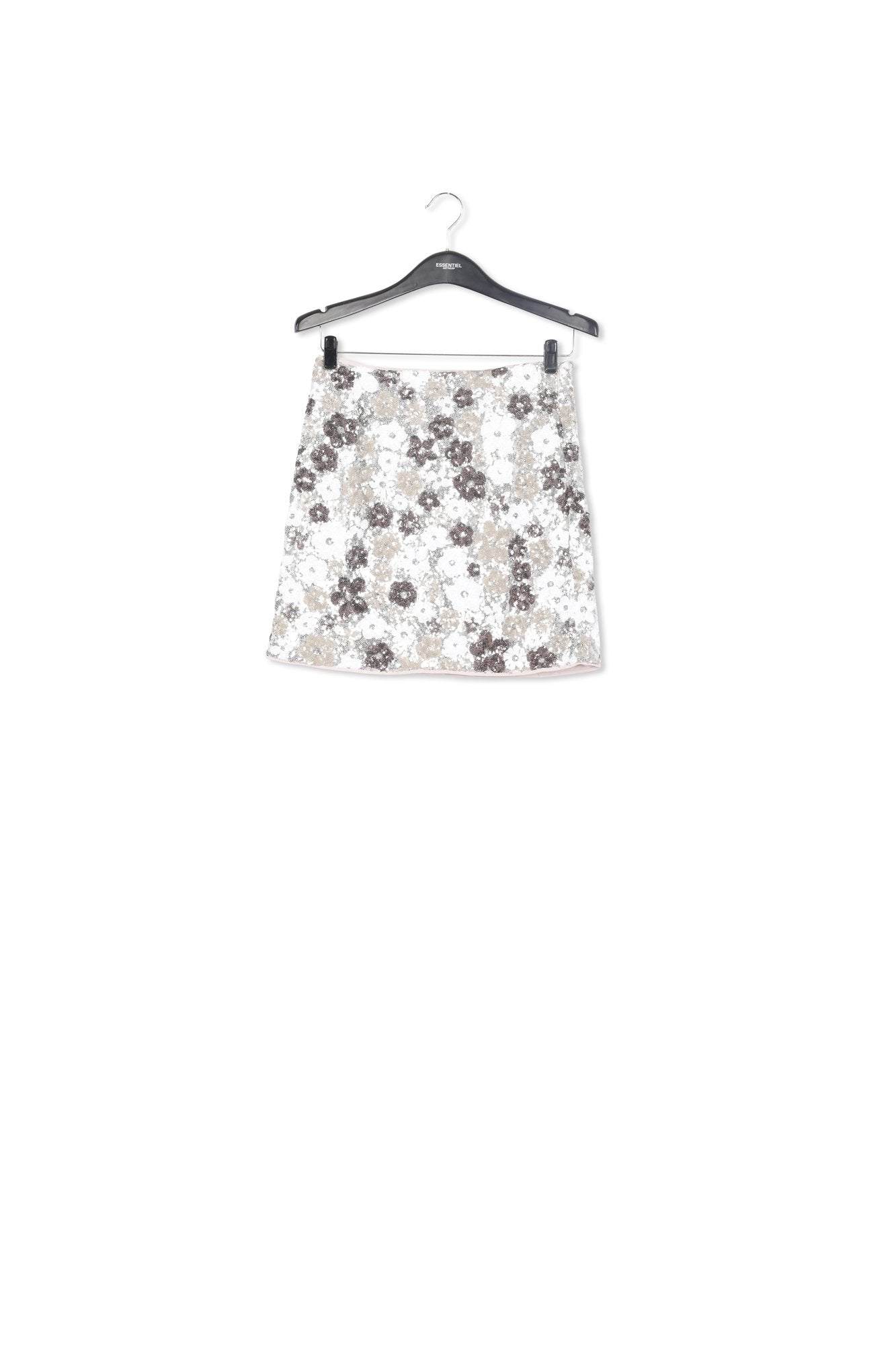 Silver and white sequin-embellished mini skirt RE—SSENTIEL | Essentiel second hand