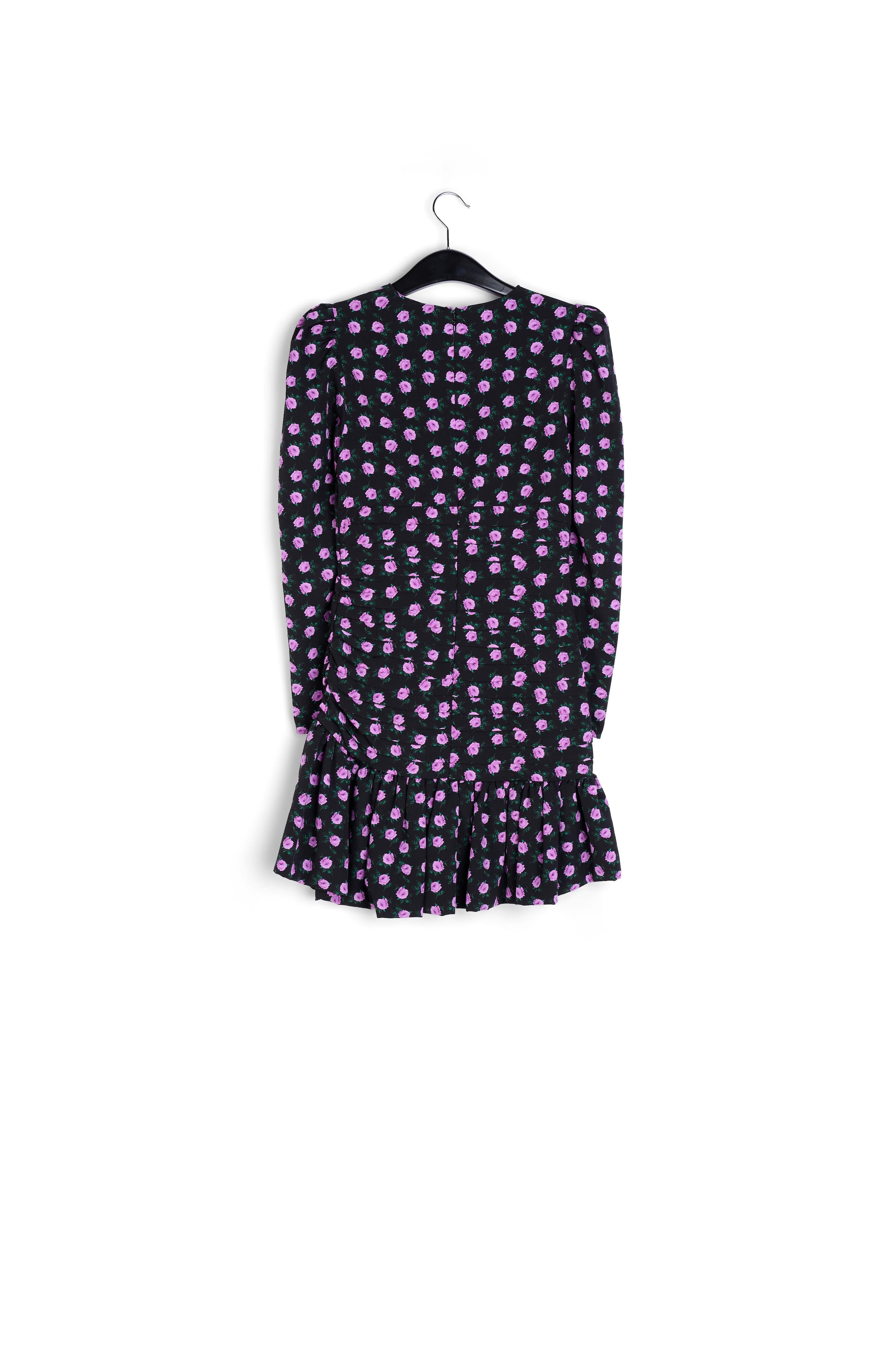 Zwarte mini-jurk met bloemenprint RE—SSENTIEL | Essentiel second hand