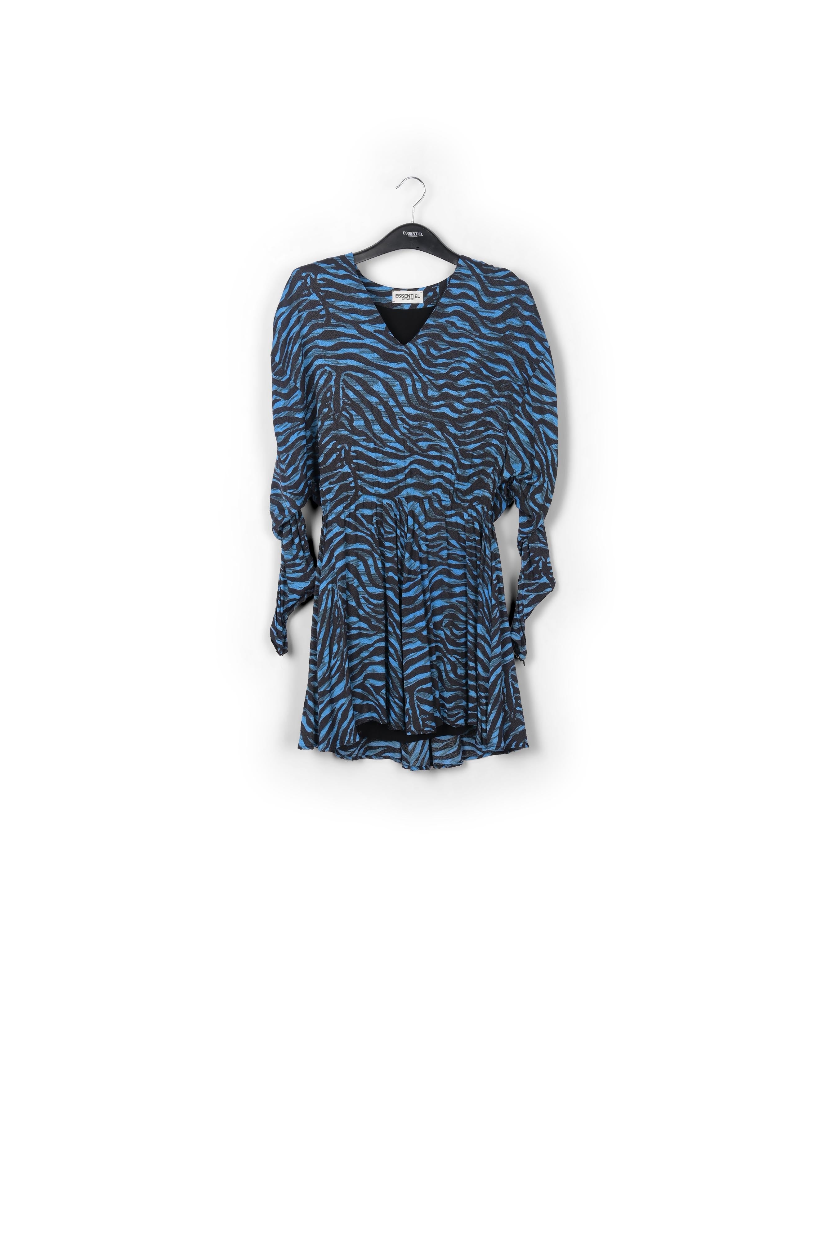 Mini-robe volumineuse zébrée turquoise et noir RE—SSENTIEL | Essentiel second hand