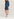 Dark blue perforated denim puffed sleeves mini dress Faume - seconde main