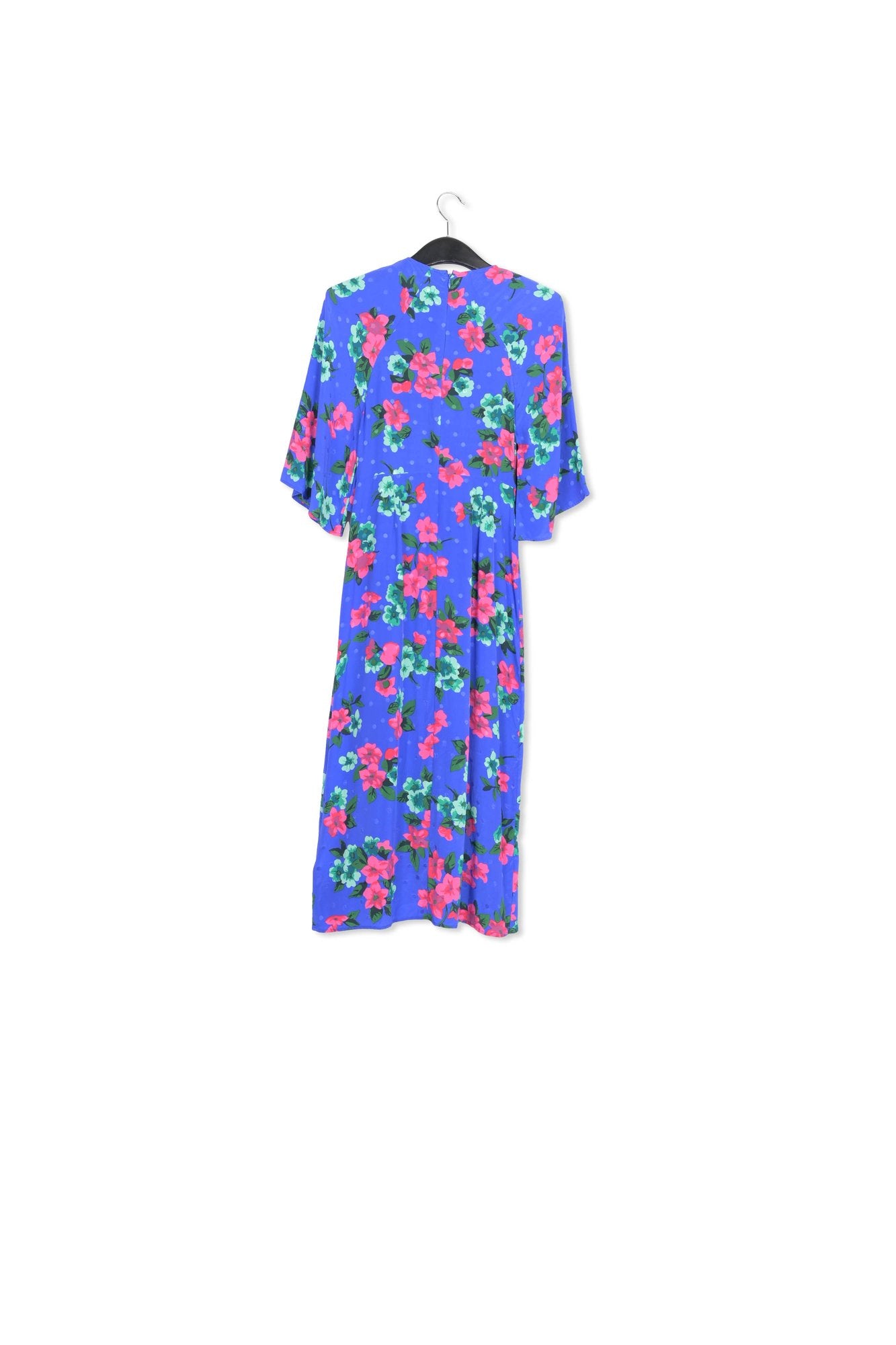 Blue floral and polka dot silk midi dress RE—SSENTIEL | Essentiel second hand