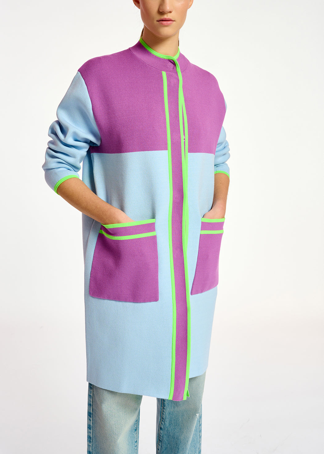 Manteau oversize en tricot bleu clair RE—SSENTIEL | Essentiel second hand