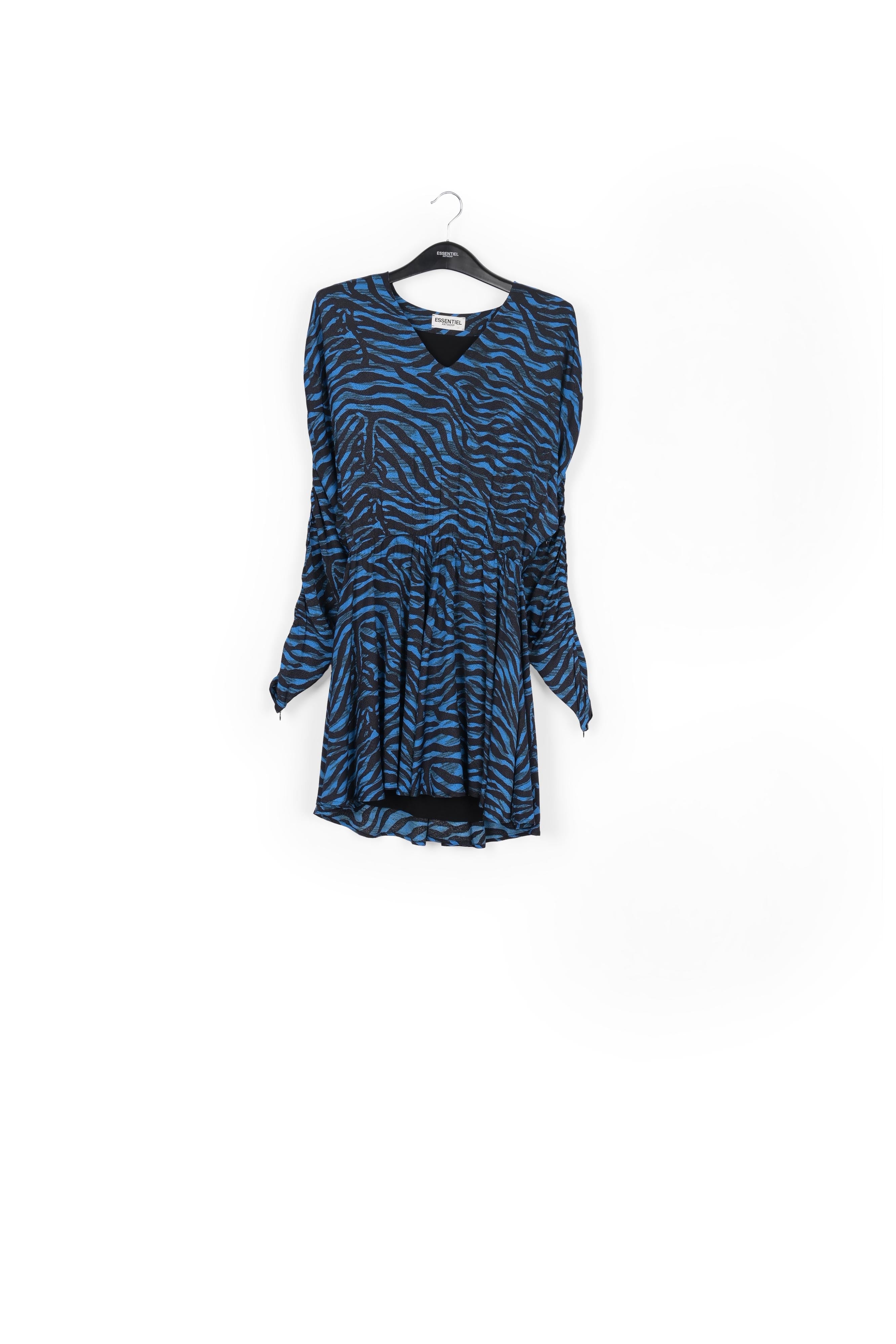 Turquoise and black zebra print mini dress RE—SSENTIEL | Essentiel second hand