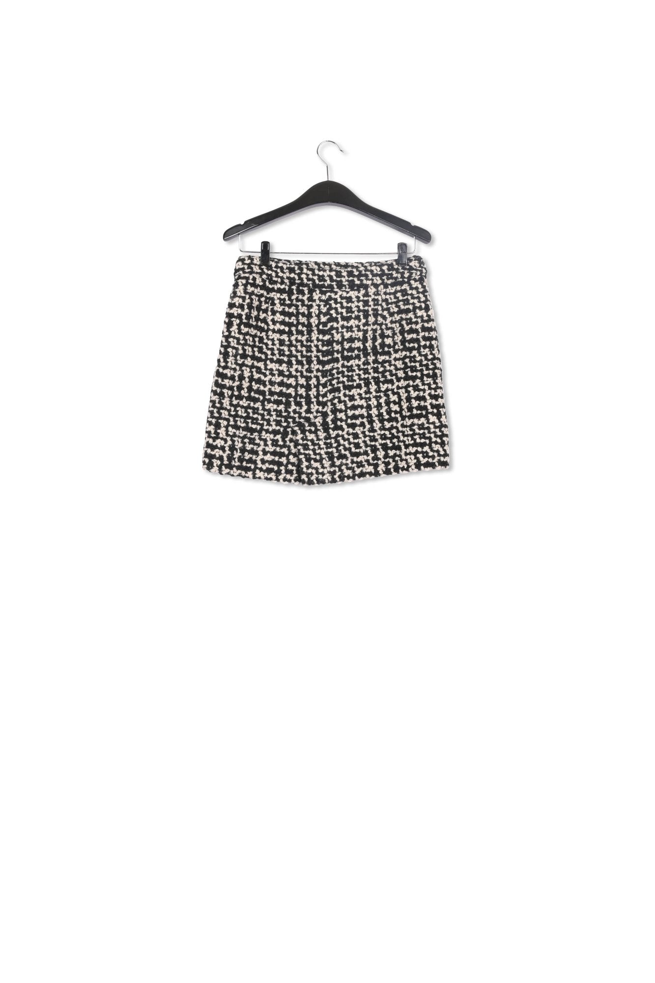 Black and off-white wool-blend tweed mini skirt RE—SSENTIEL | Essentiel second hand
