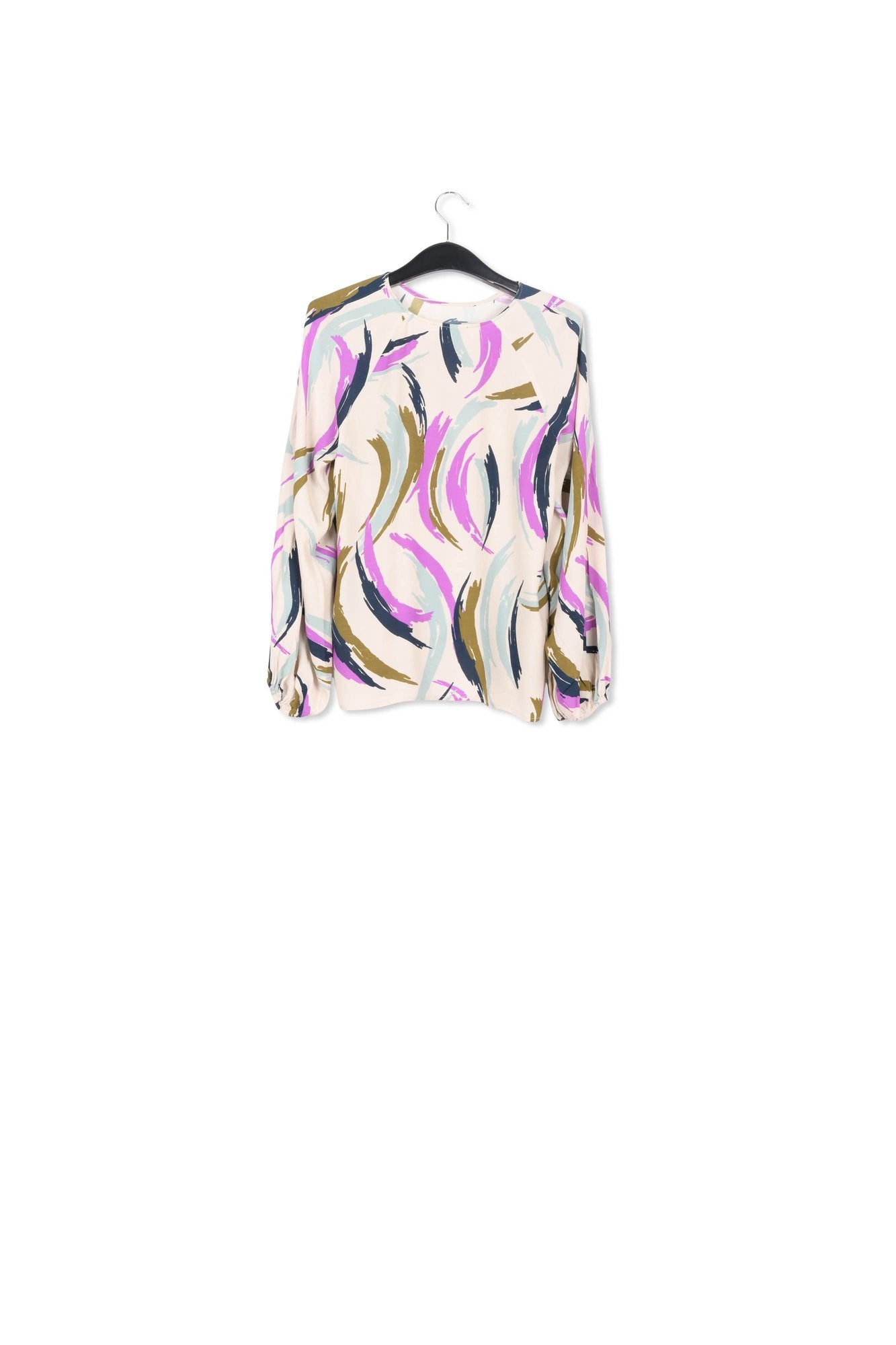 Black relaxed-fit top with abstract print RE—SSENTIEL | Essentiel second hand