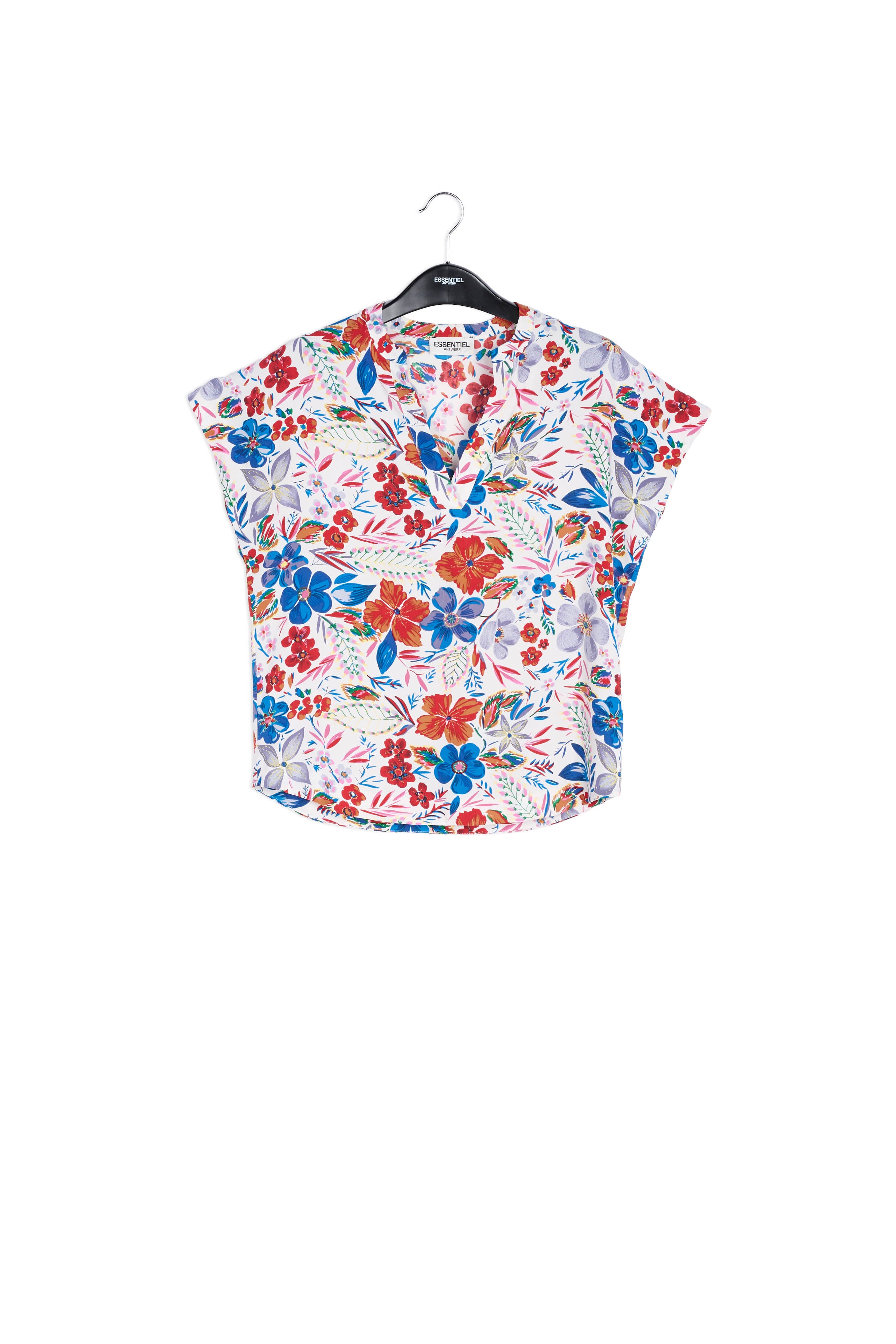 Off white floral V-neckline top RE—SSENTIEL | Essentiel second hand