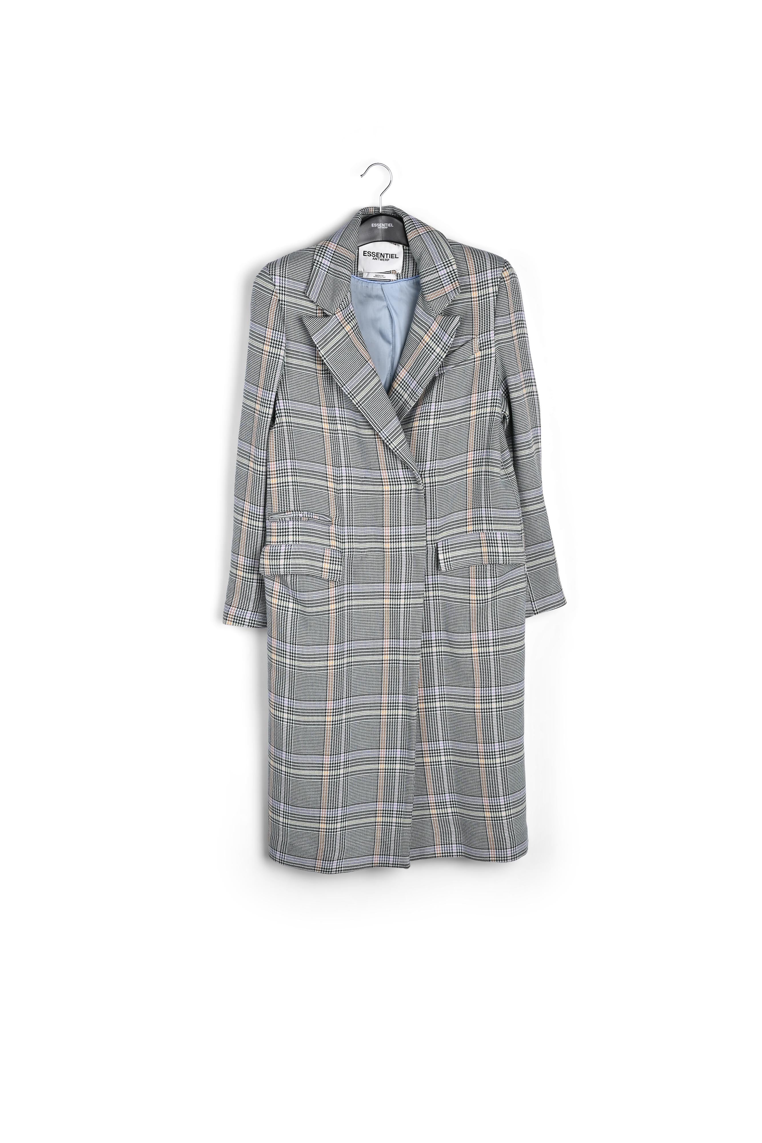 Dark green plaid double-breasted coat RE—SSENTIEL | Essentiel second hand