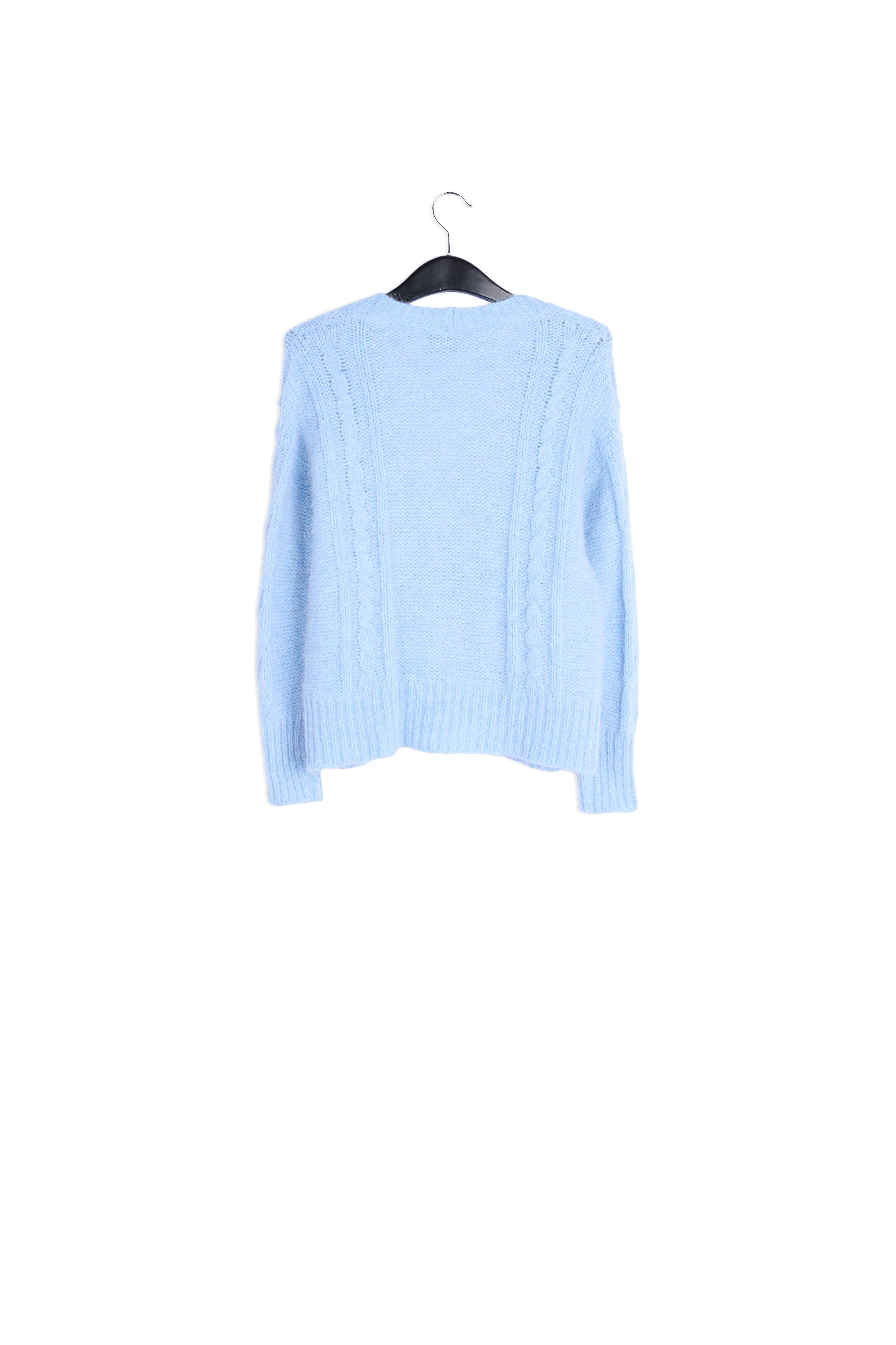 Cardigan bleu clair à col en v en maille torsadée RE—SSENTIEL | Essentiel second hand