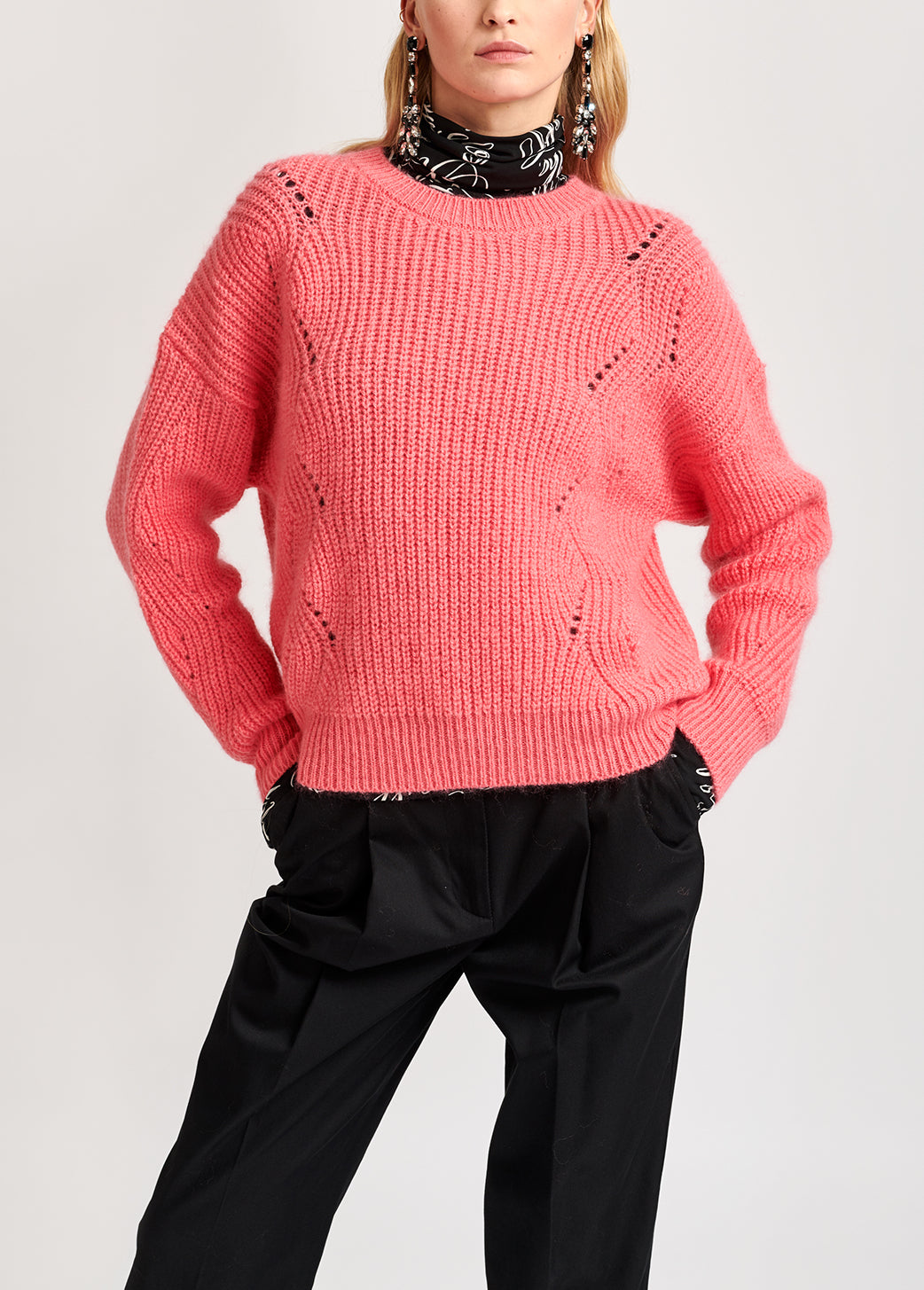 Roze ribgebreide trui van mohairmix RE—SSENTIEL | Essentiel second hand