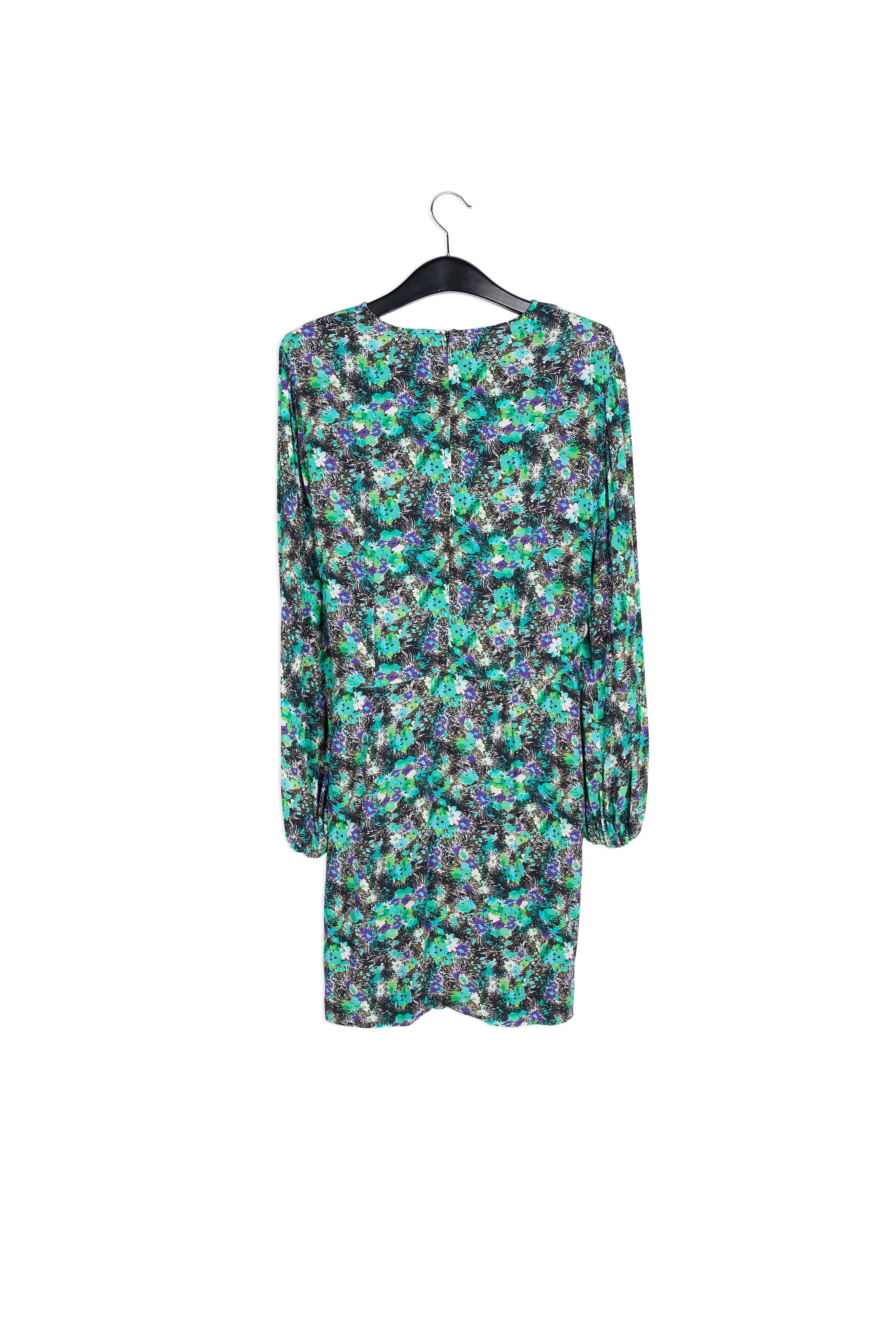 Black and blue floral print mini dress RE—SSENTIEL | Essentiel second hand