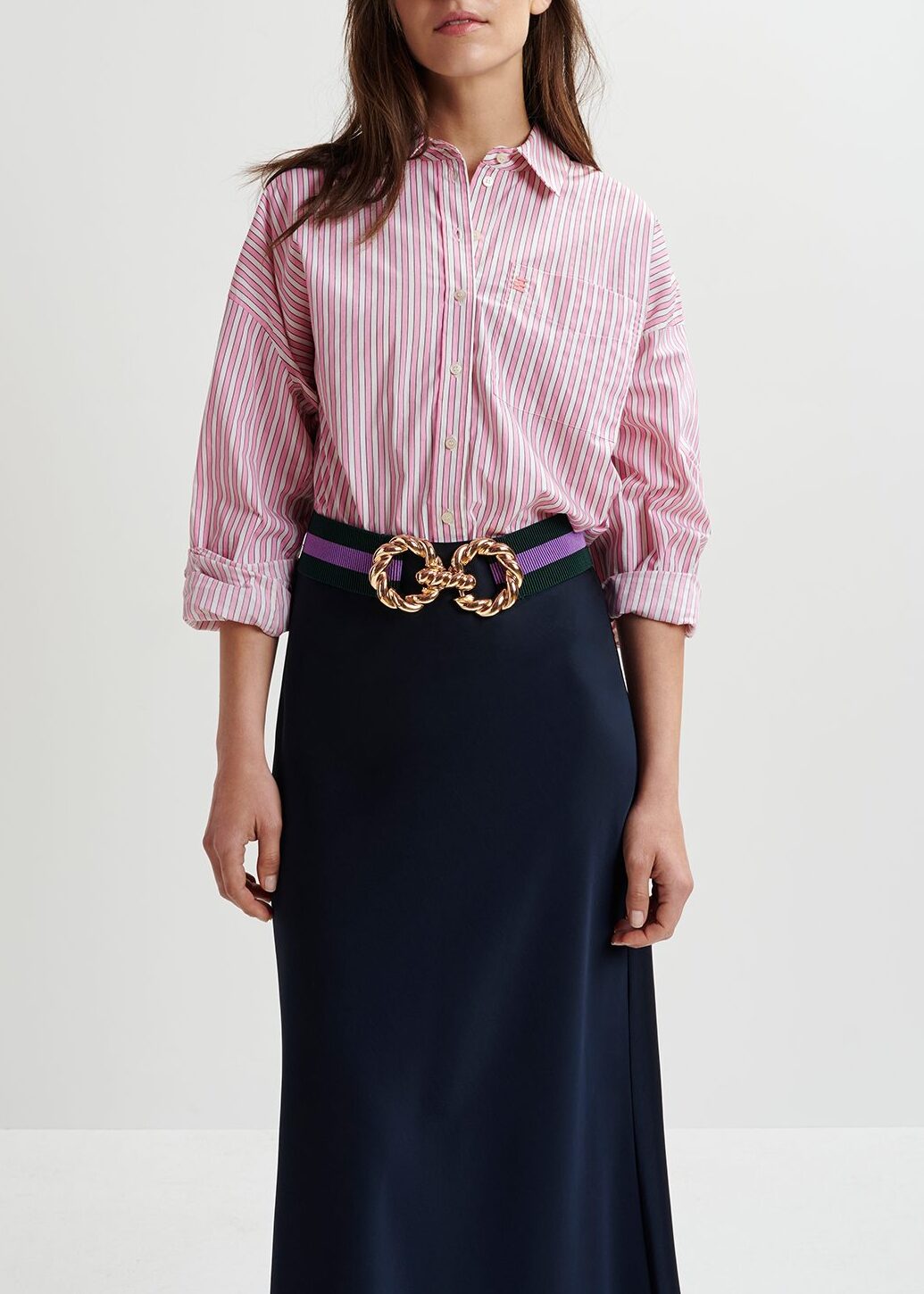 Pink and white striped cotton shirt RE—SSENTIEL | Essentiel second hand