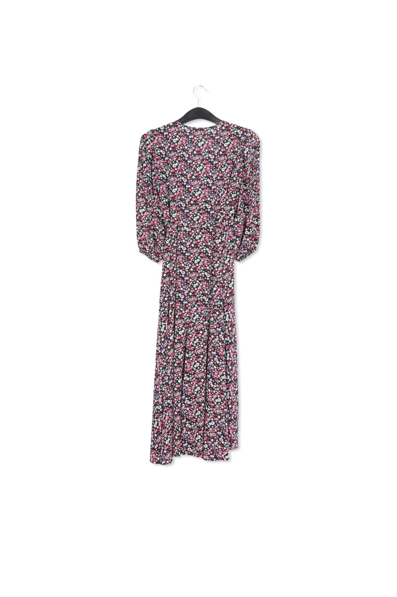 Black floral-print wrap maxi dress RE—SSENTIEL | Essentiel second hand