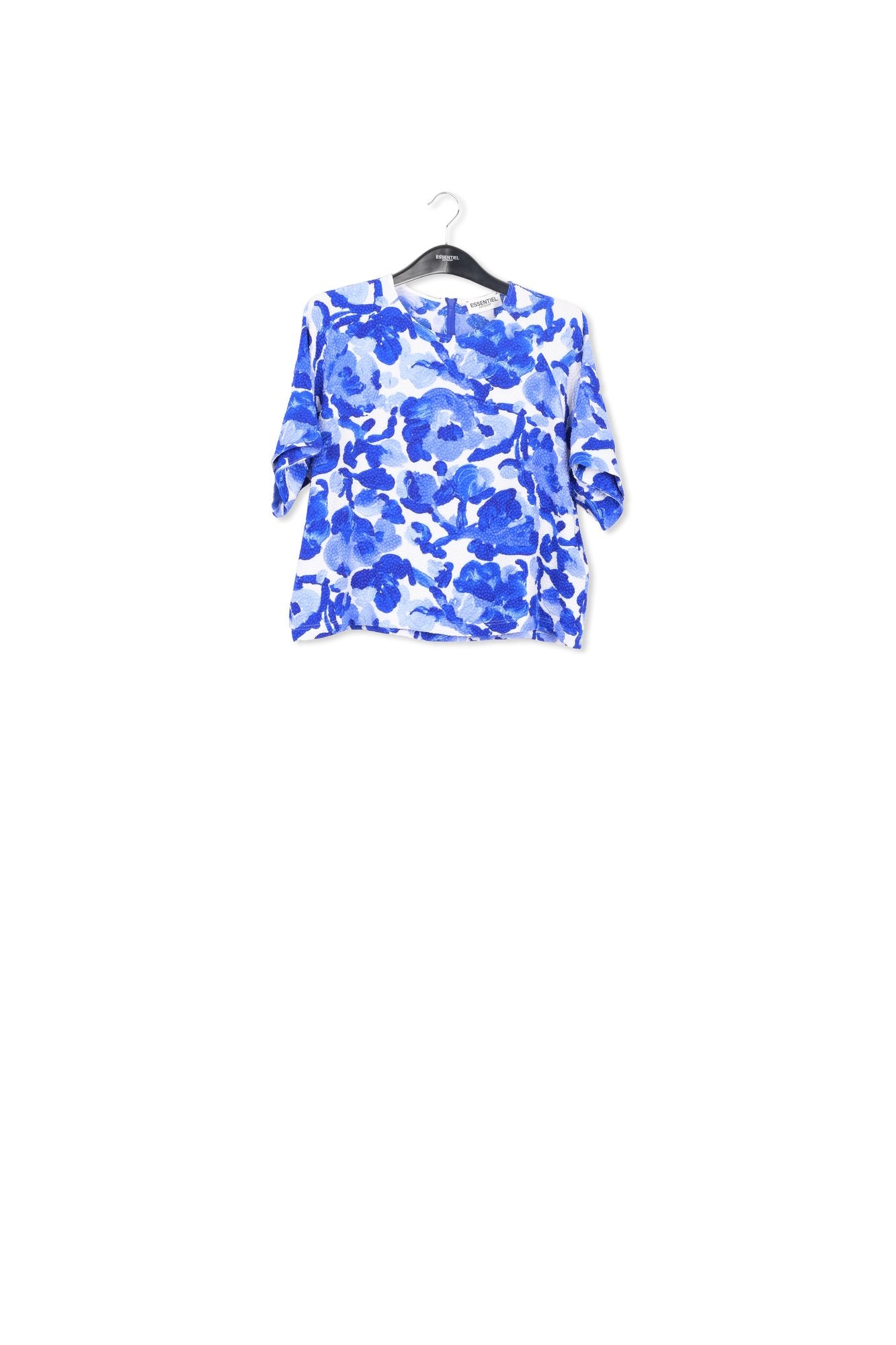White and blue floral print oversized top RE—SSENTIEL | Essentiel second hand