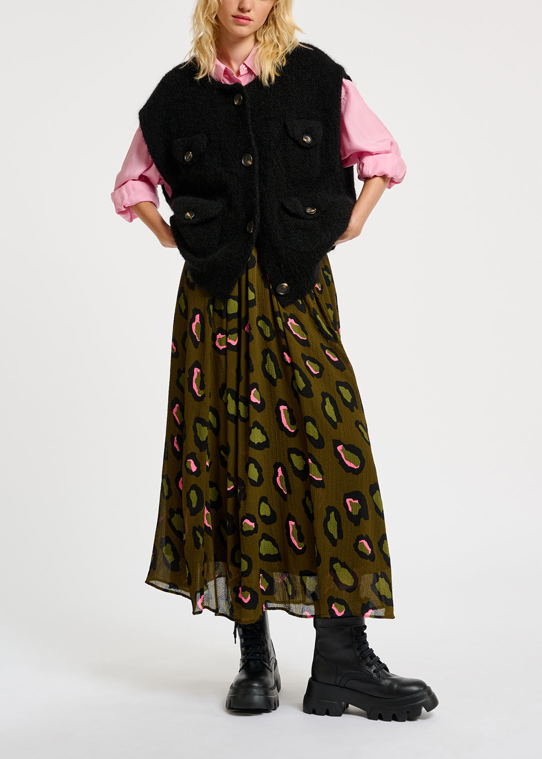 Black sleeveless mohair-blend cardigan RE—SSENTIEL | Essentiel second hand