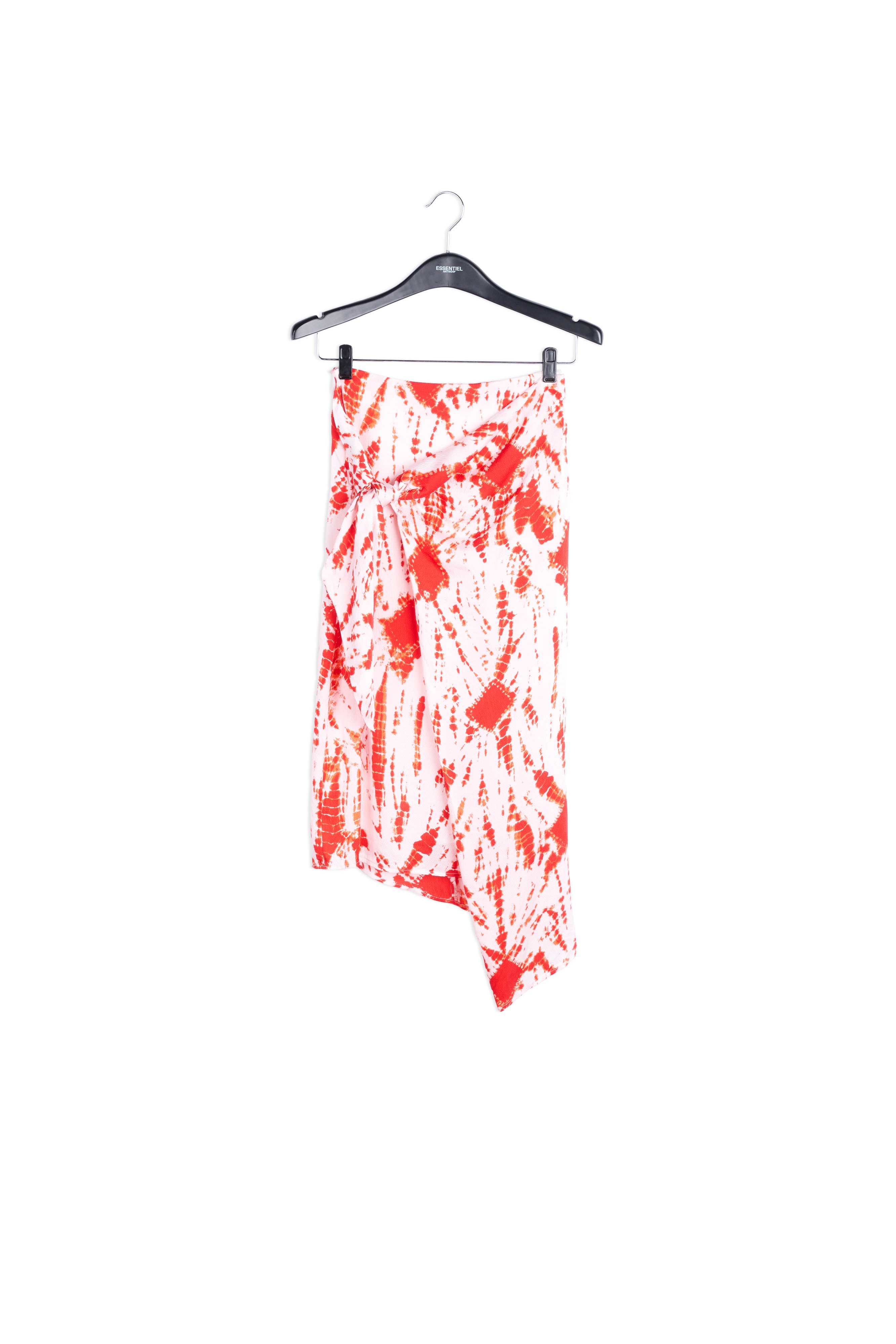Jupe midi en soie tie-dye blanc cassé et rouge RE—SSENTIEL | Essentiel second hand